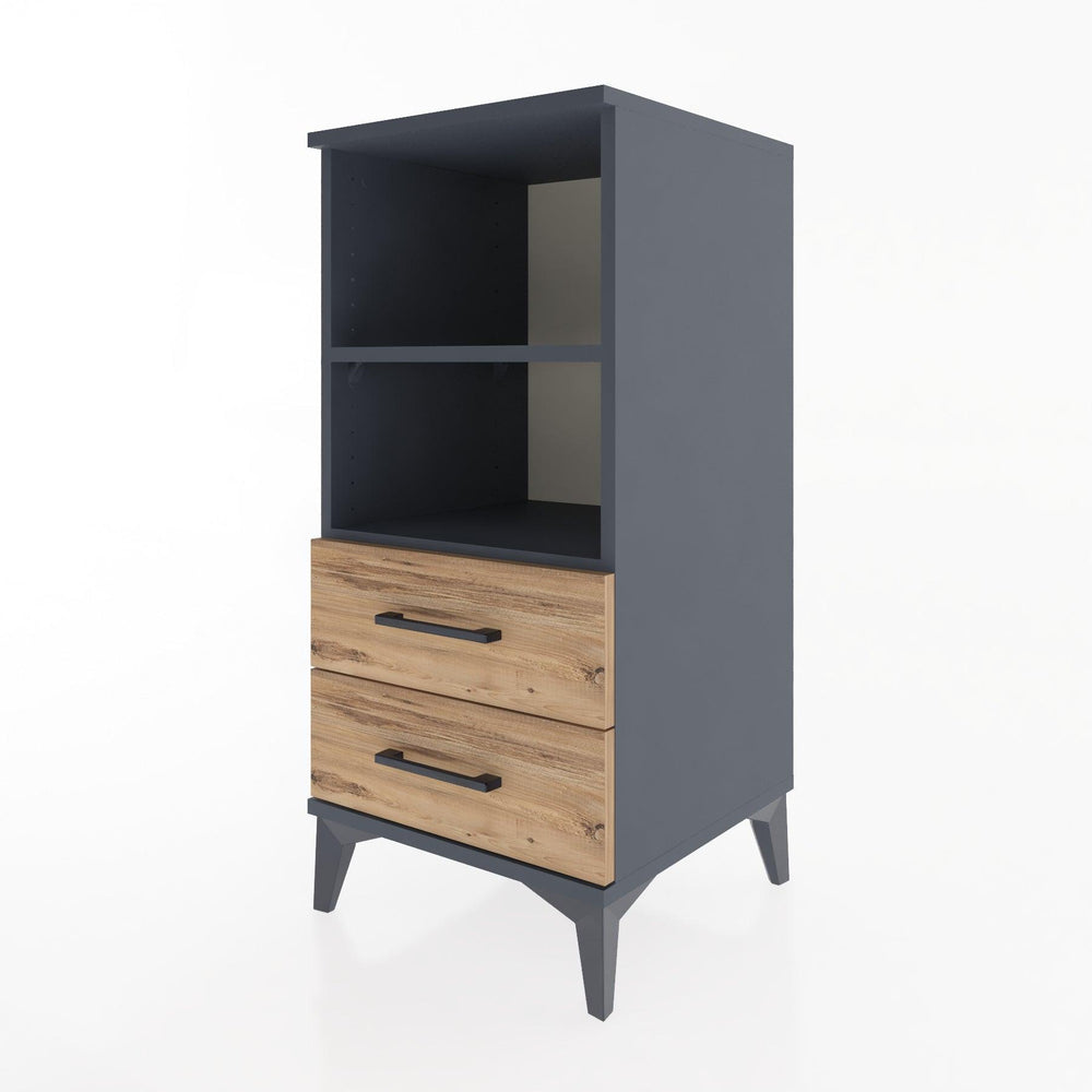 Woodntry Modular Nightstand Anthracite 44x44x84 cm with Drawers and Shelves CR20-2