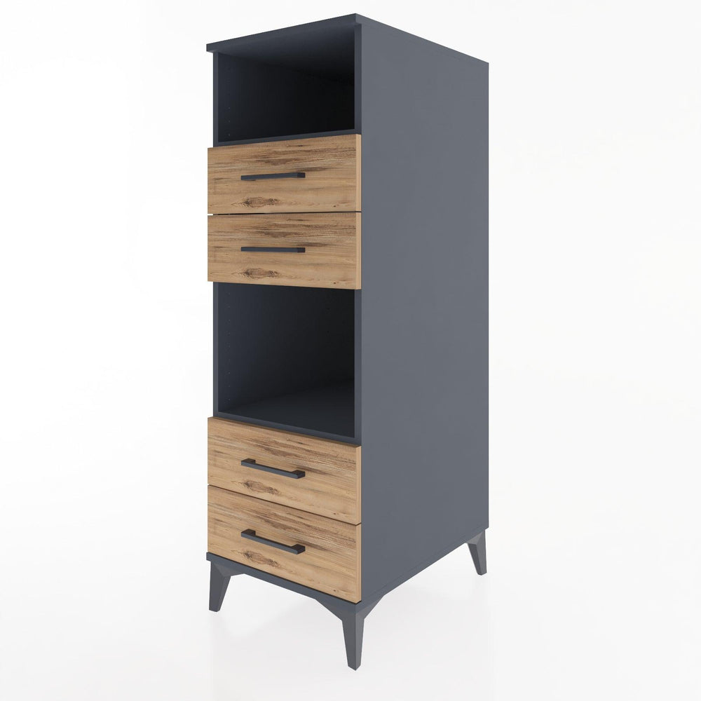 Woodntry Modüler Dolap Antrasit 44x59x122 cm Çekmeceli ve Raflı CR120-2