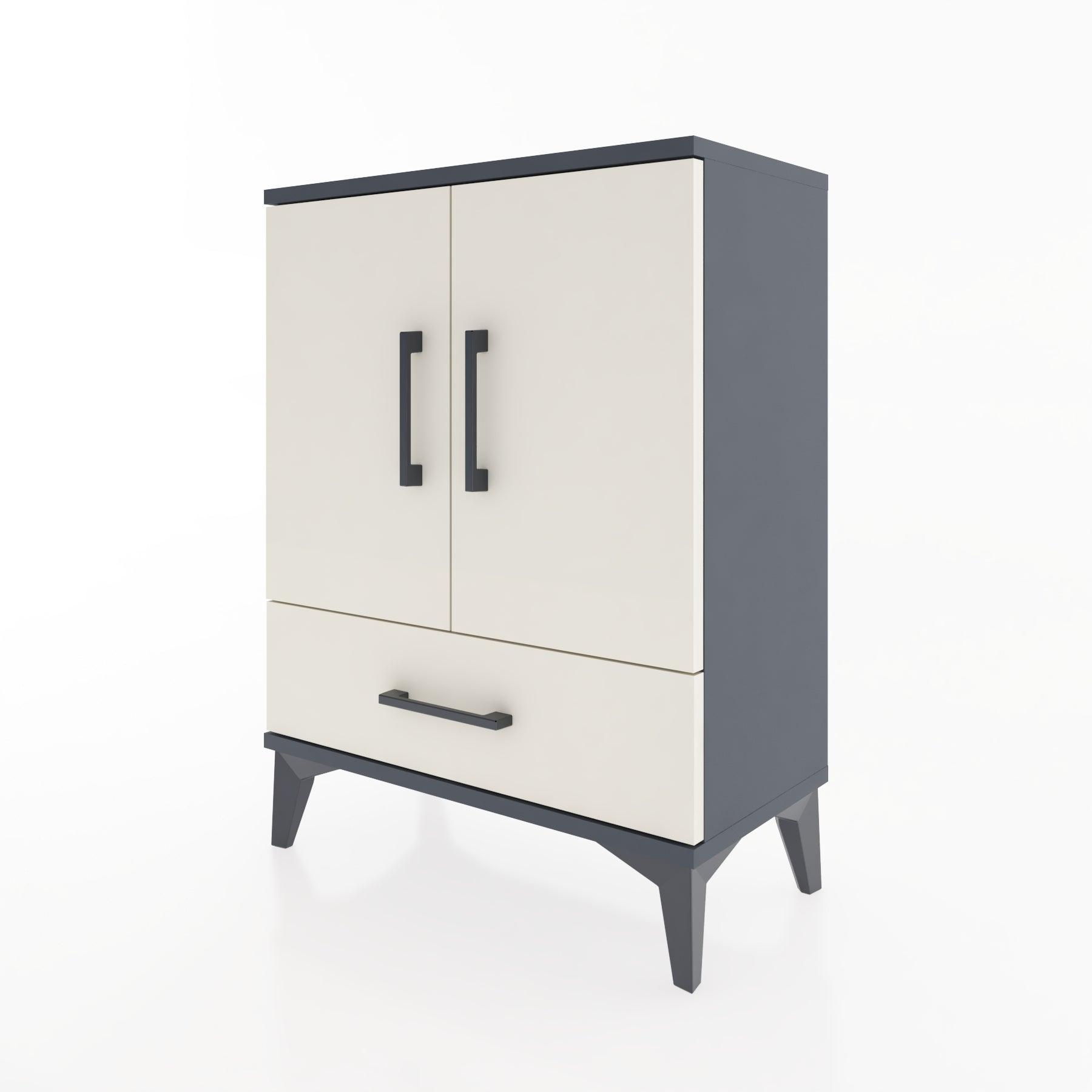 Woodntry Modular Nightstand Anthracite 60x30x68 cm with Cover and Drawer KC20-2