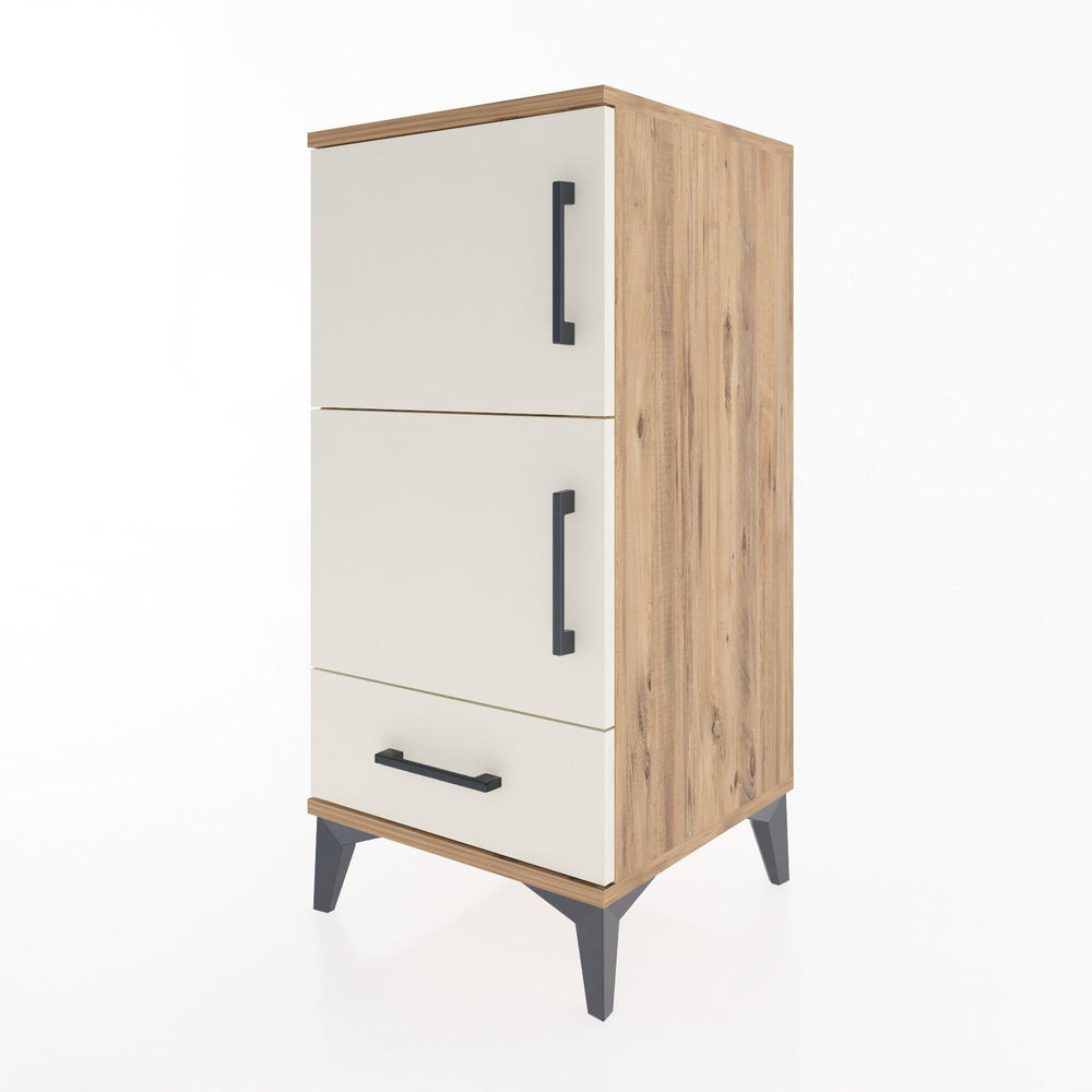 Woodntry Modüler Komodin Çam 44x44x84 cm Kapaklı ve Çekmeceli KC42-3