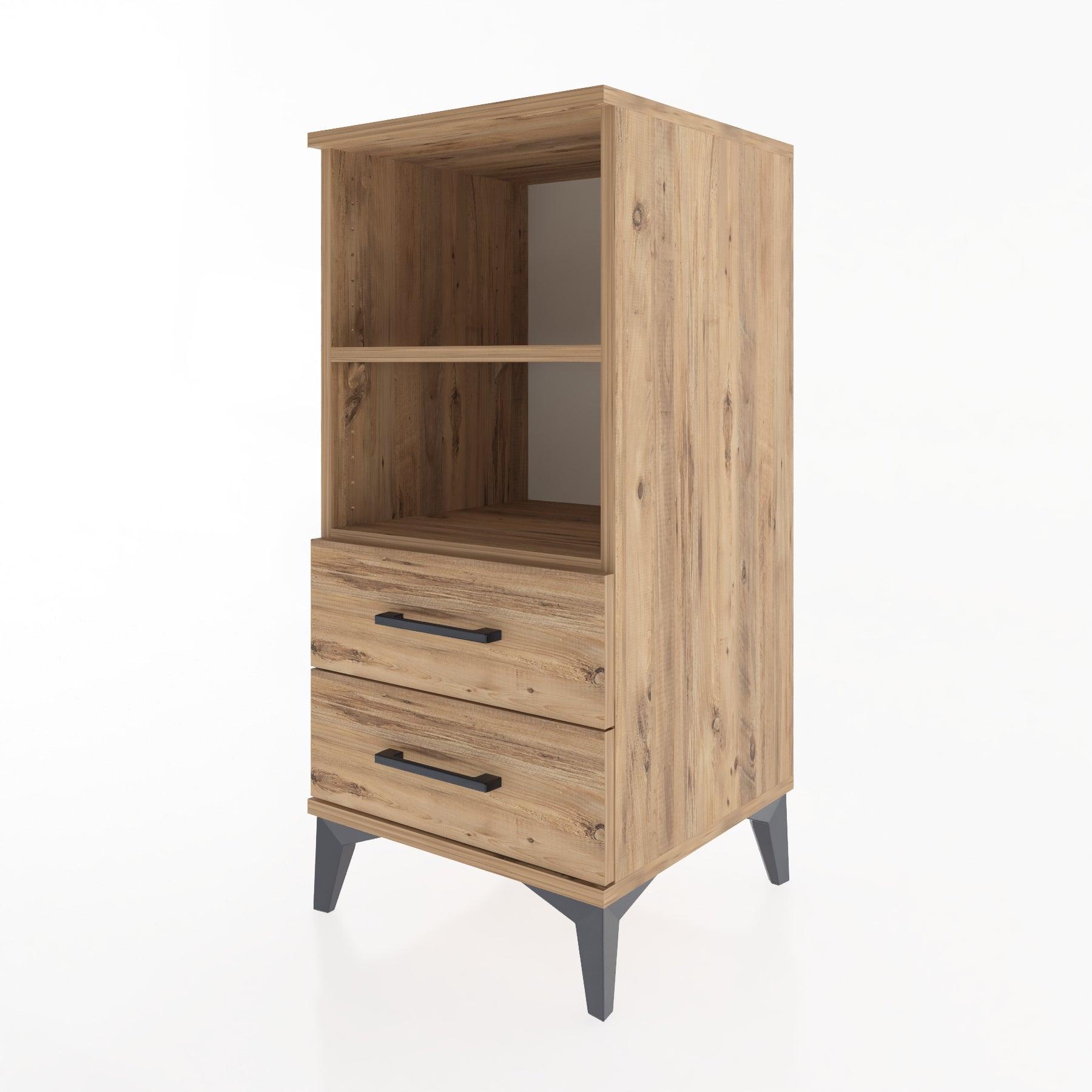 Woodntry Modular Nightstand Pine 44x44x84 cm with Drawers and Shelves CR20-3