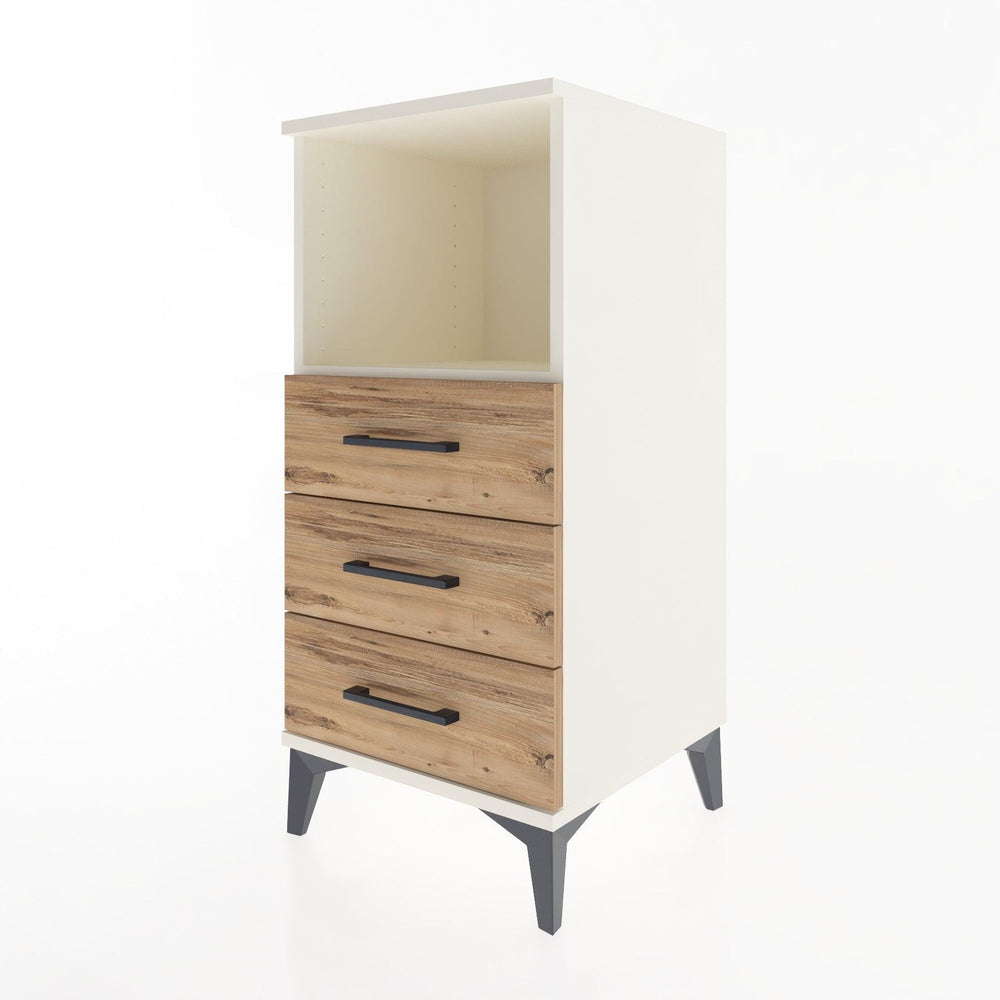 Woodntry Modular Nightstand Moonstone 44x44x84 cm with Drawer and Shelf CR21-1