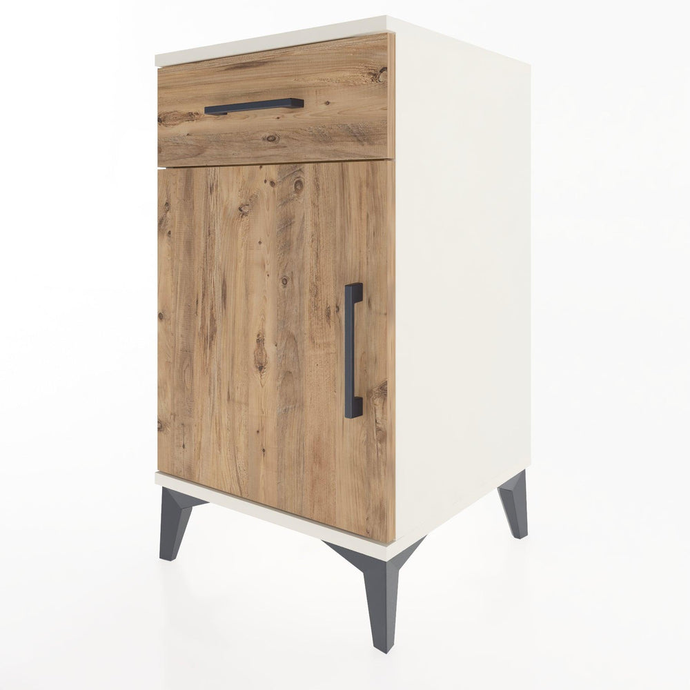 Woodntry Modular Nightstand Moonstone 44x44x68 cm with Cover and Drawer KC21-1