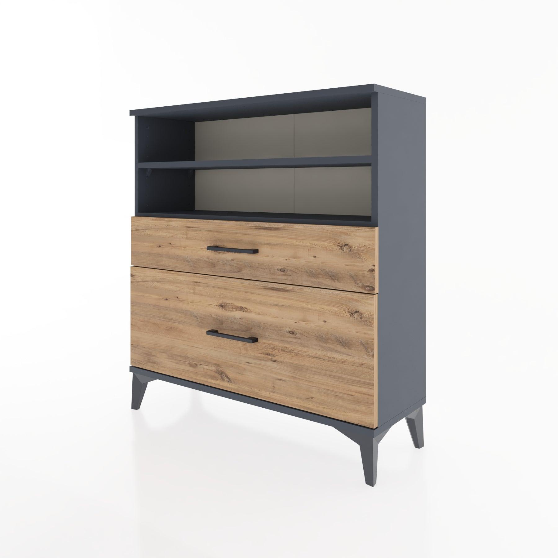 Woodntry Modular Dresser Anthracite 88x30x84 cm with Drawers and Shelves CR21-2
