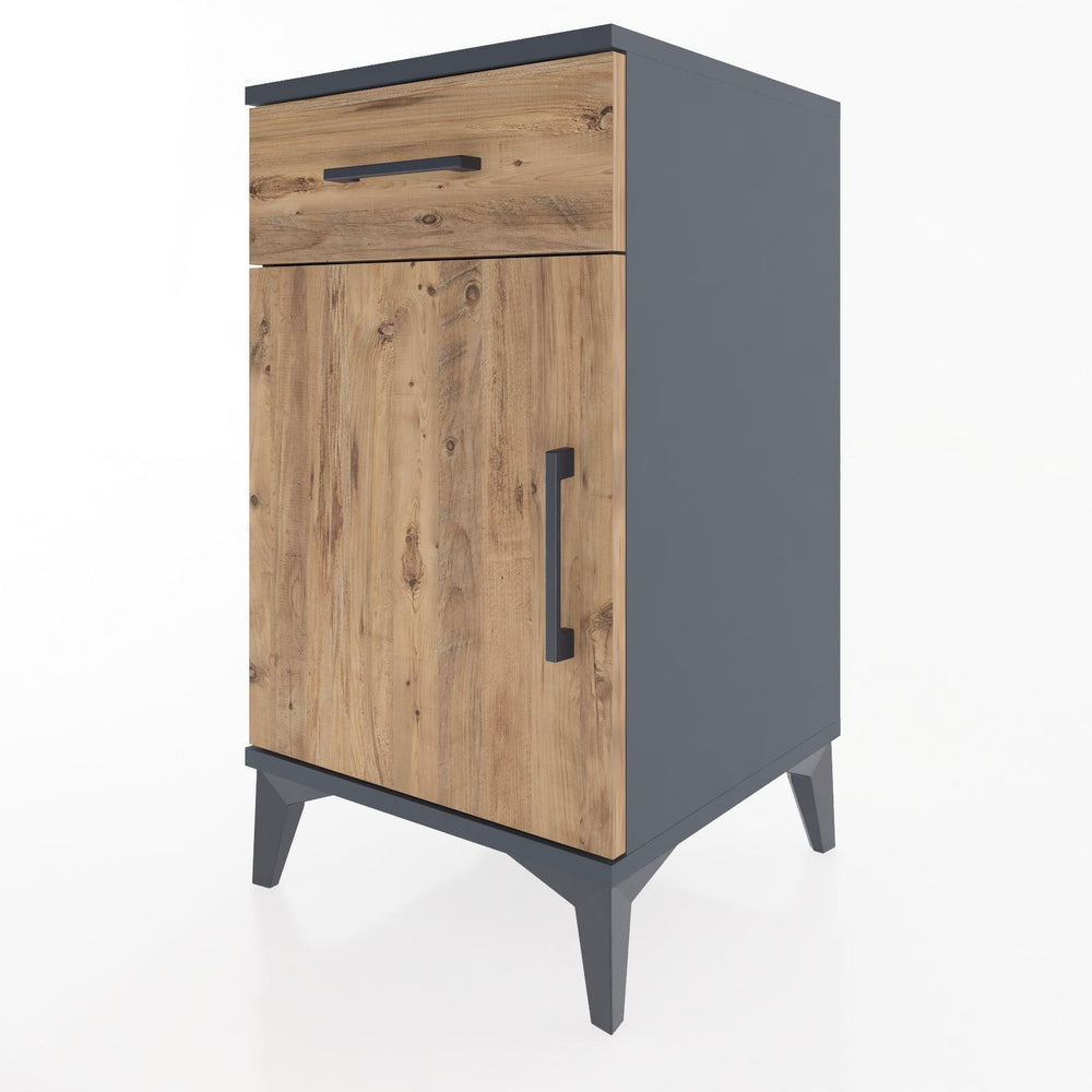 Woodntry Modular Nightstand Anthracite 44x44x68 cm with Cover and Drawer KC21-2