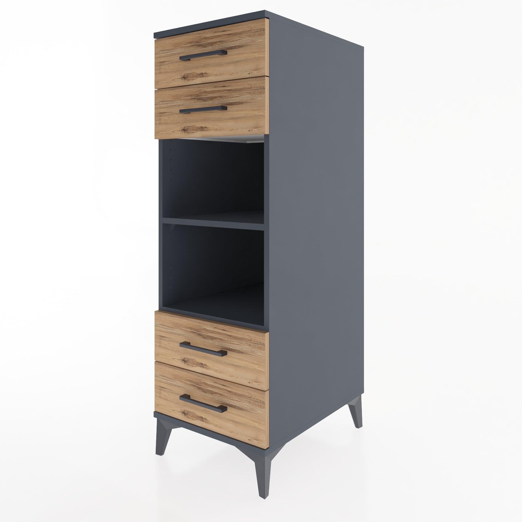 Woodntry Modular Cabinet Anthracite 44x30x122 cm with Drawers and Shelves CR121-2