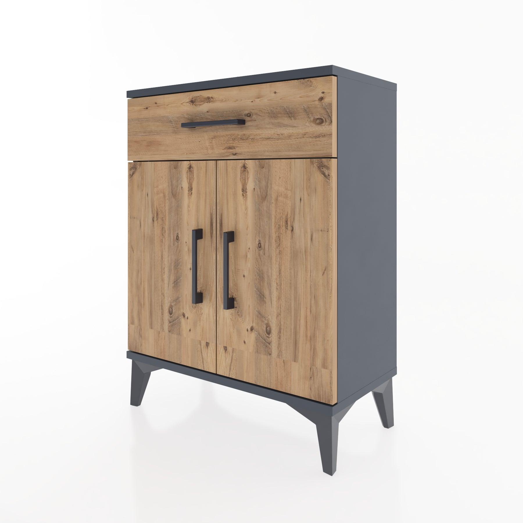 Woodntry Modular Nightstand Anthracite 60x30x68 cm with Cover and Drawer KC21-2