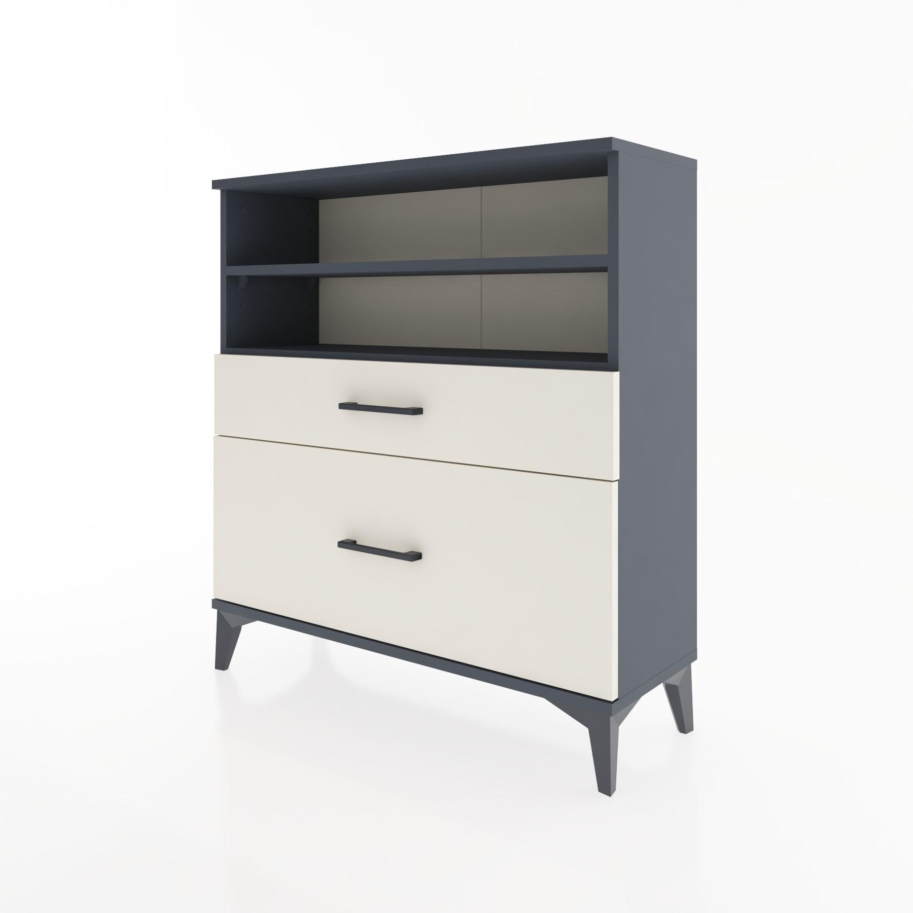 Woodntry Modular Dresser Anthracite 88x30x84 cm with Drawers and Shelves CR21-2