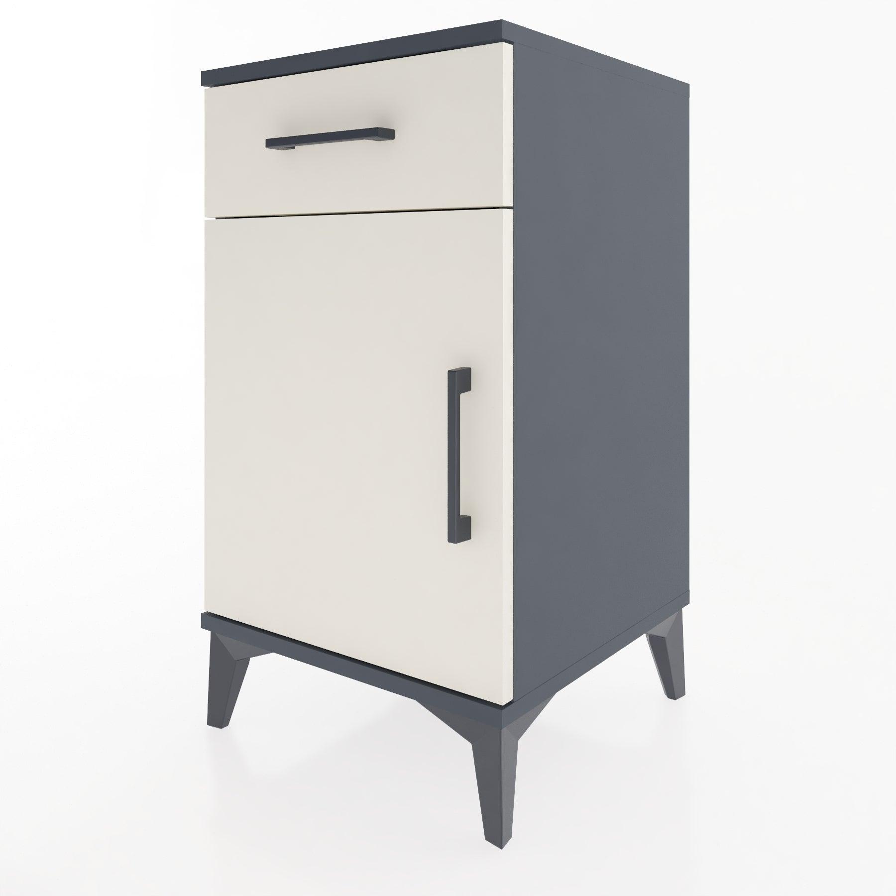Woodntry Modular Nightstand Anthracite 44x44x68 cm with Cover and Drawer KC21-2