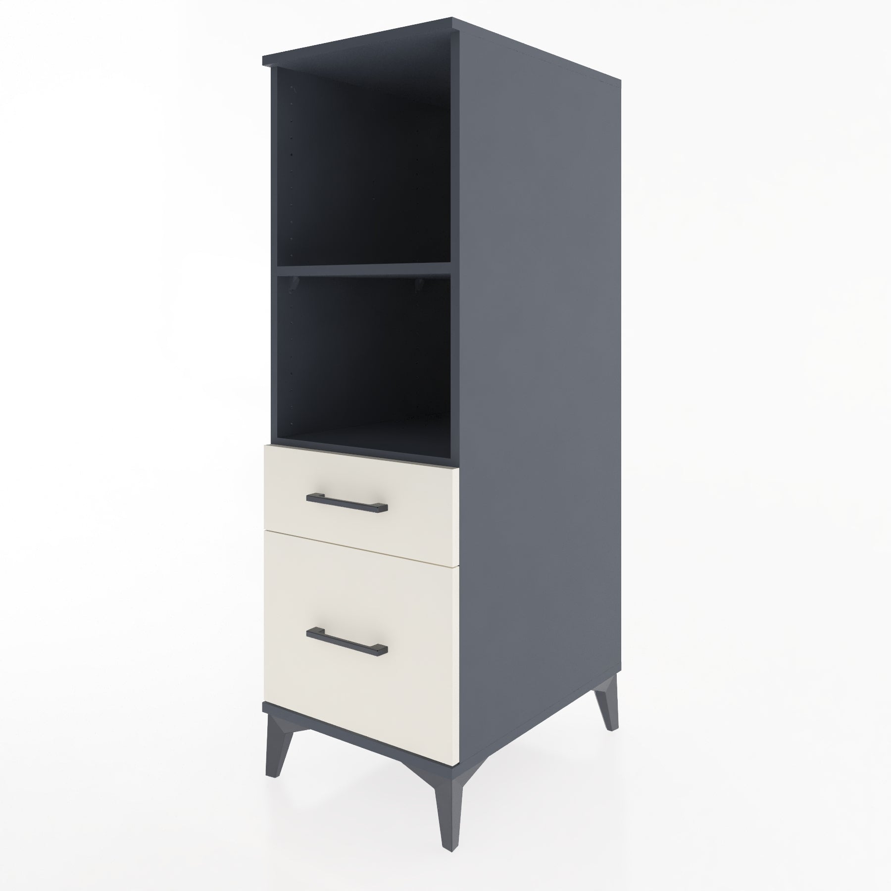 Woodntry Modüler Dolap Antrasit 44x59x122 cm Çekmeceli ve Raflı CR71-2