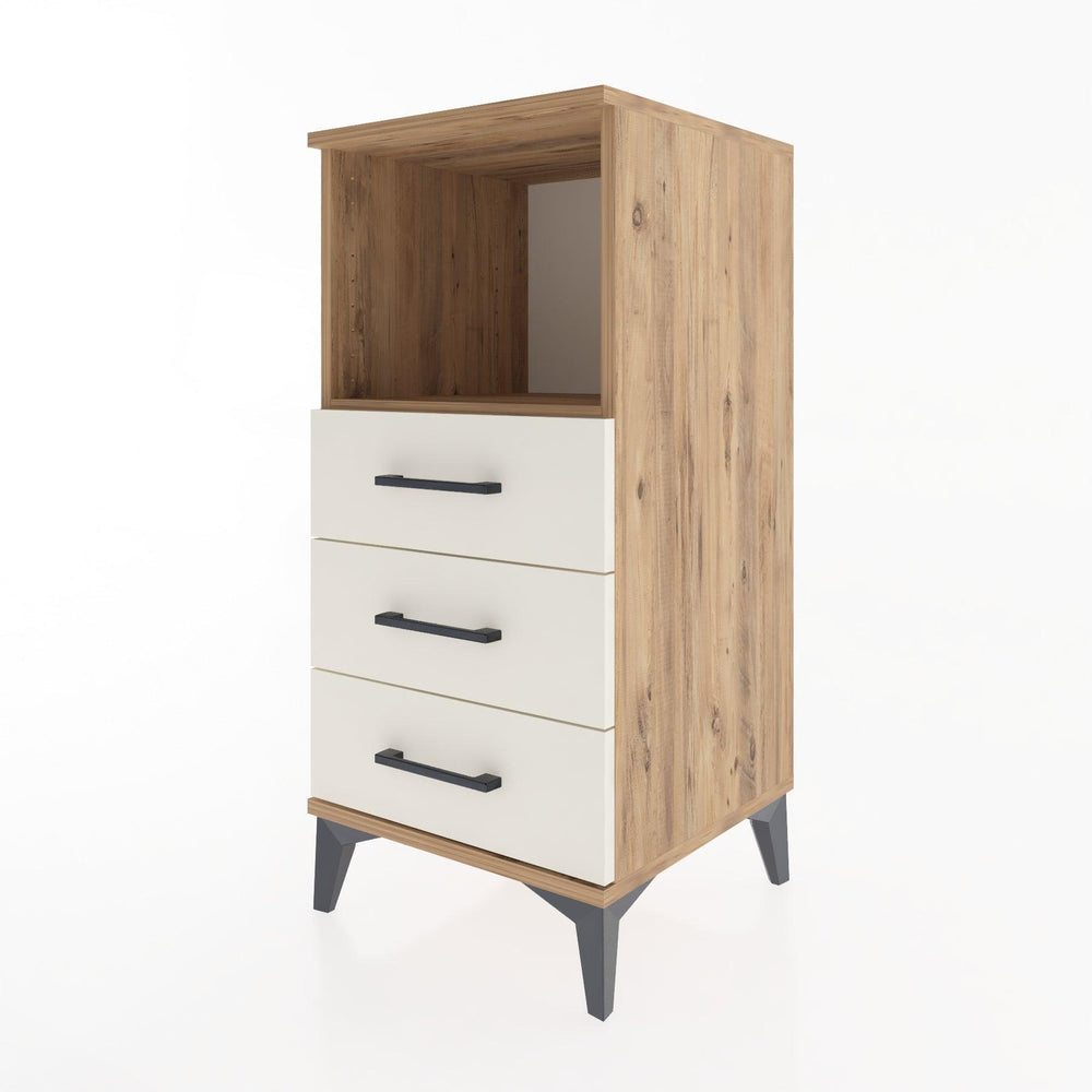 Woodntry Modular Nightstand Pine 44x44x84 cm with Drawers and Shelves CR21-3