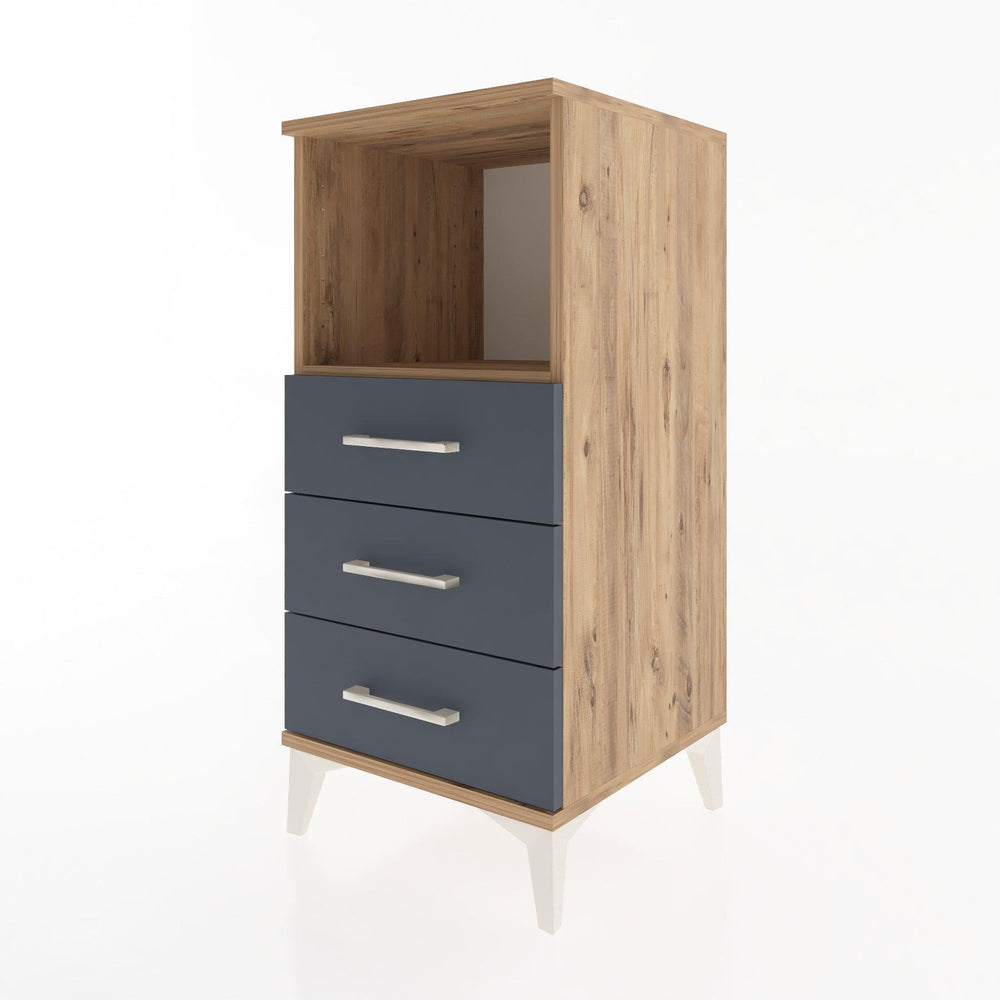 Woodntry Modular Nightstand Pine 44x44x84 cm with Drawers and Shelves CR21-3