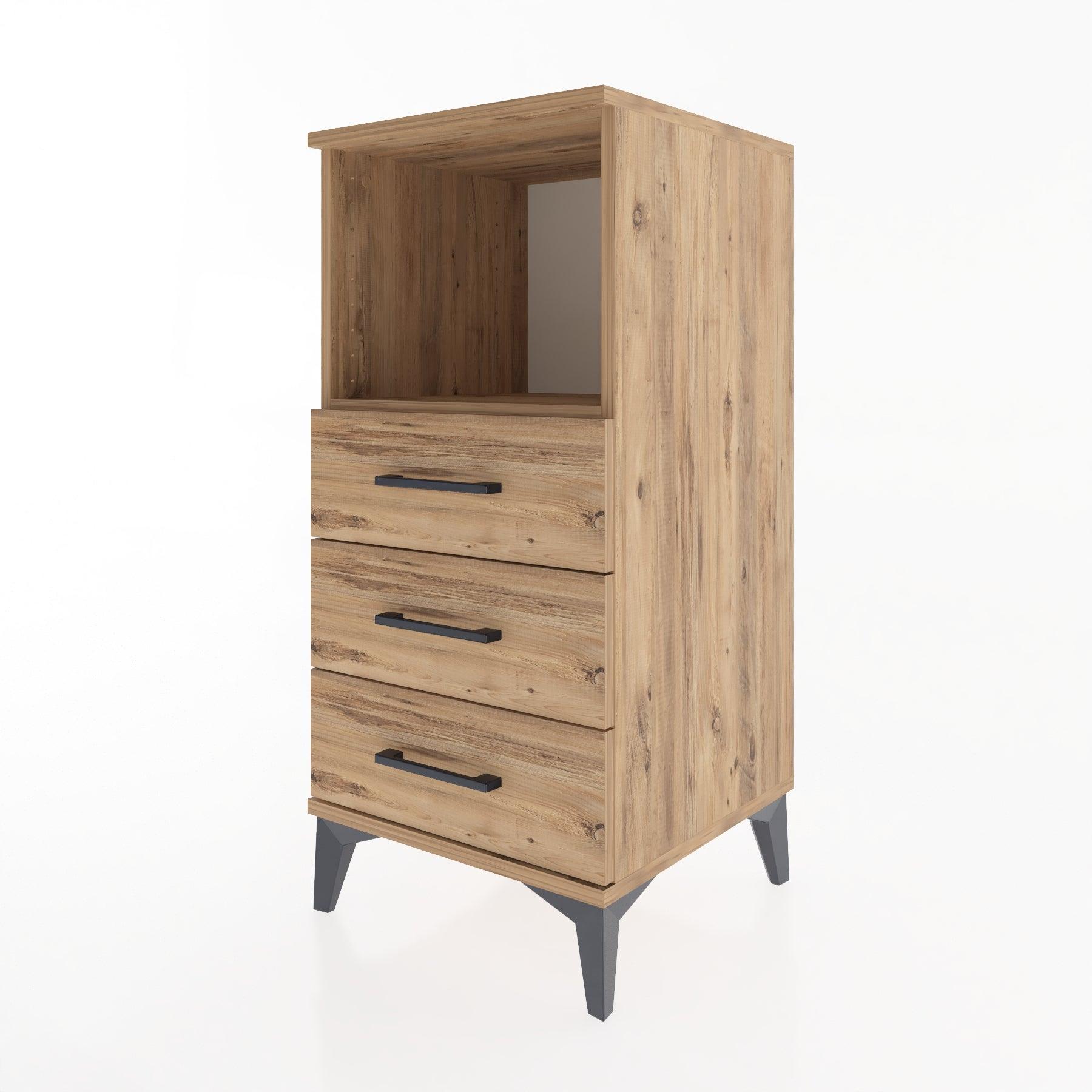 Woodntry Modular Nightstand Pine 44x44x84 cm with Drawers and Shelves CR21-3