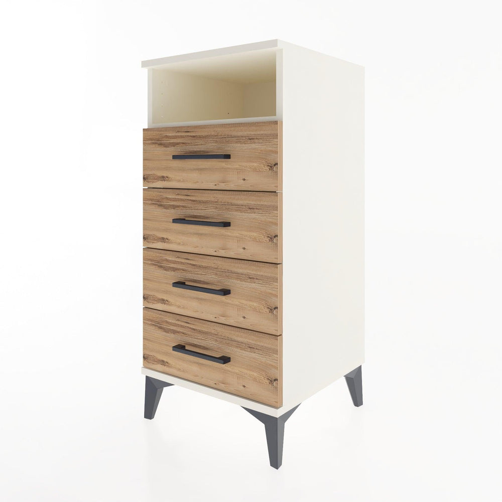 Woodntry Modular Nightstand Moonstone 44x44x84 cm with Drawer and Shelf CR22-1