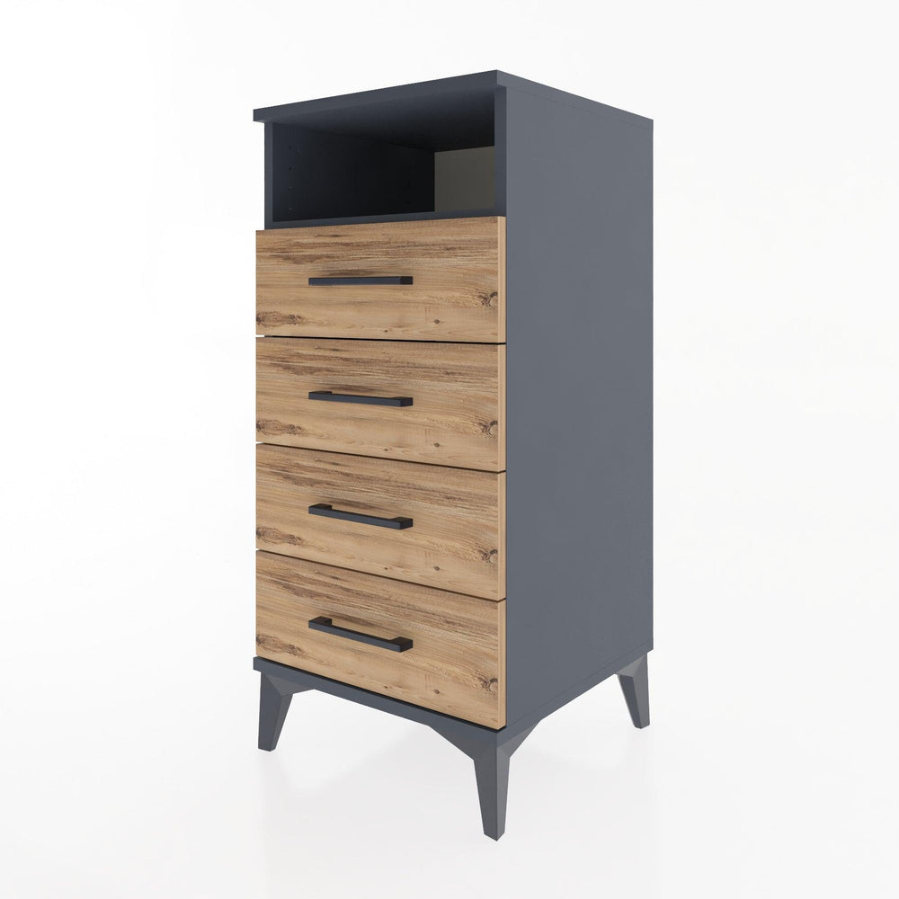 Woodntry Modüler Komodin Antrasit 44x44x84 cm Çekmeceli ve Raflı CR22-2