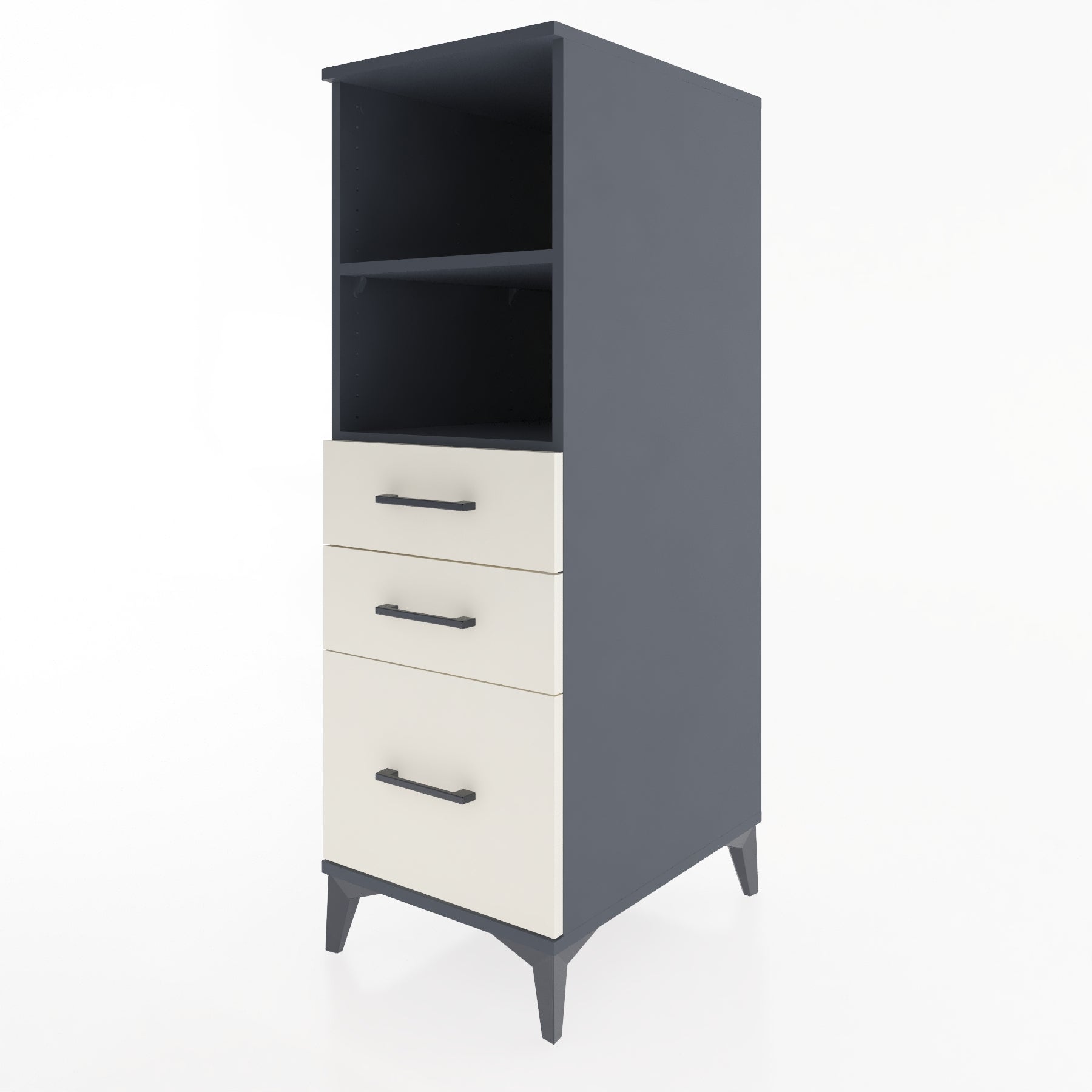 Woodntry Modüler Dolap Antrasit 44x59x122 cm Çekmeceli ve Raflı CR72-2