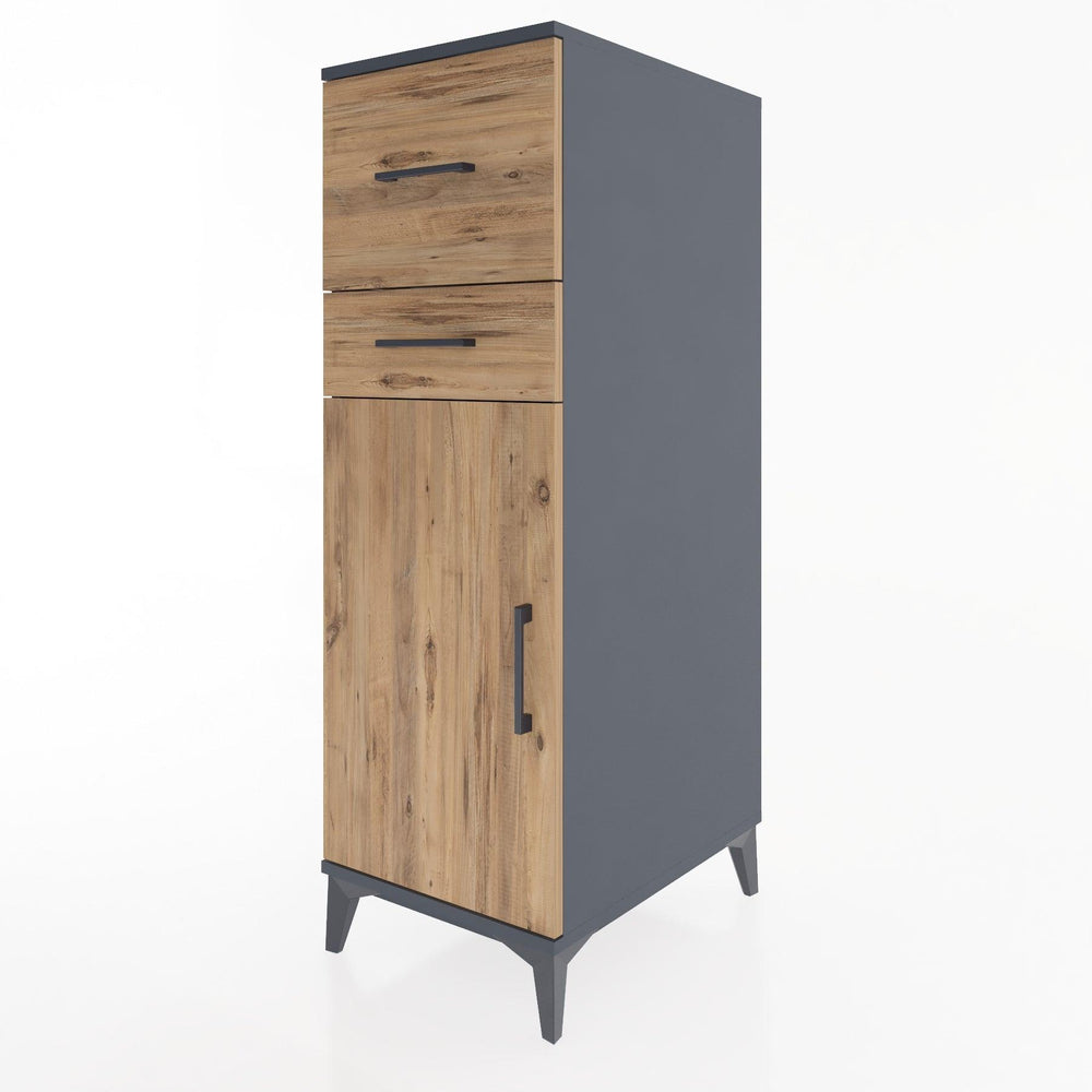 Woodntry Modular Cabinet Anthracite 44x59x122 cm with Doors and Drawers KC123-2