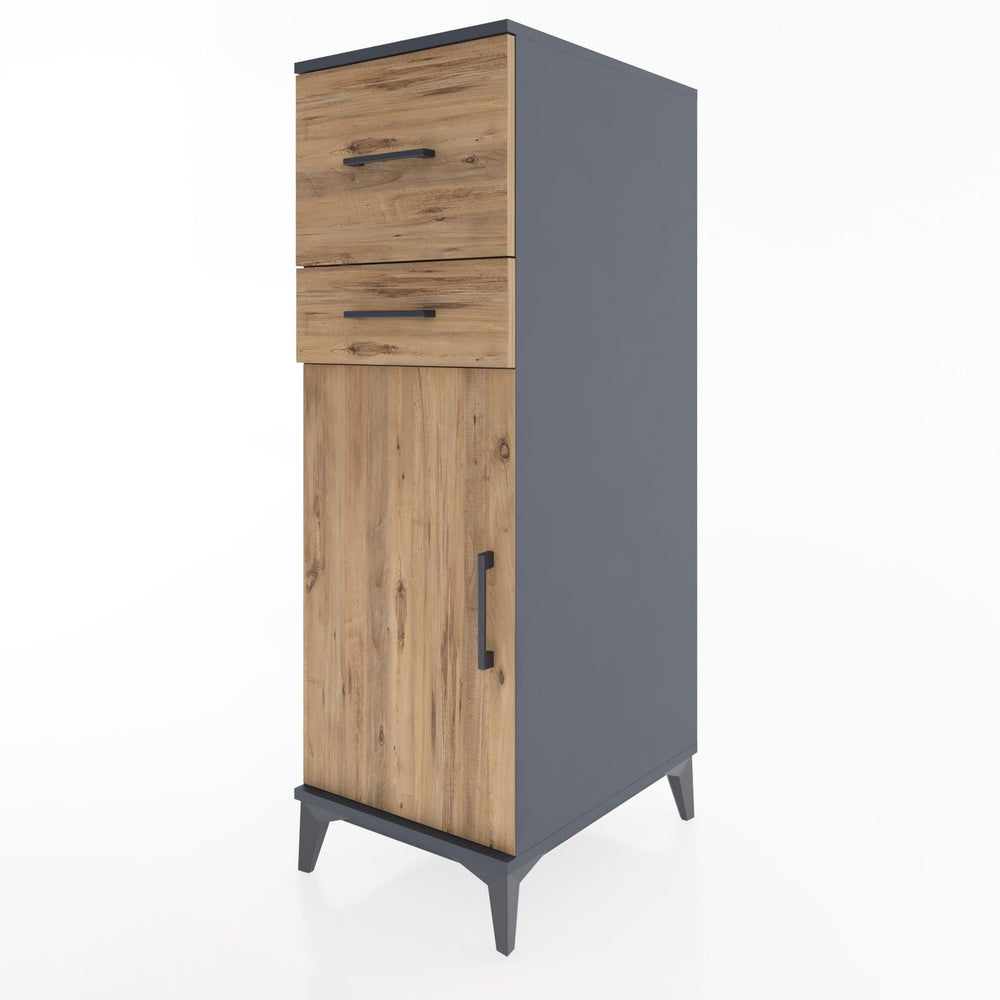 Woodntry Modular Cabinet Anthracite 44x30x122 cm with Doors and Drawers KC23-2