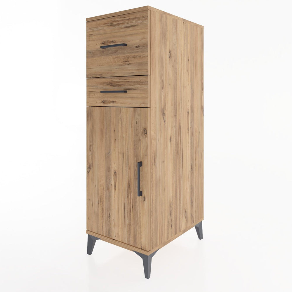 Woodntry Modüler Dolap Çam 44x59x122 cm Kapaklı ve Çekmeceli KC123-3