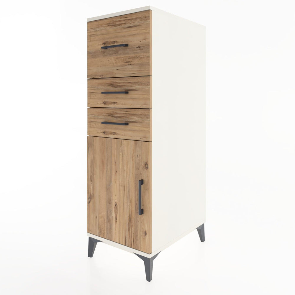 Woodntry Modüler Dolap Aytaşı 44x59x122 cm Kapaklı ve Çekmeceli KC24-1