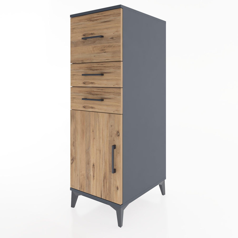 Woodntry Modular Cabinet Anthracite 44x30x122 cm with Doors and Drawers KC24-2
