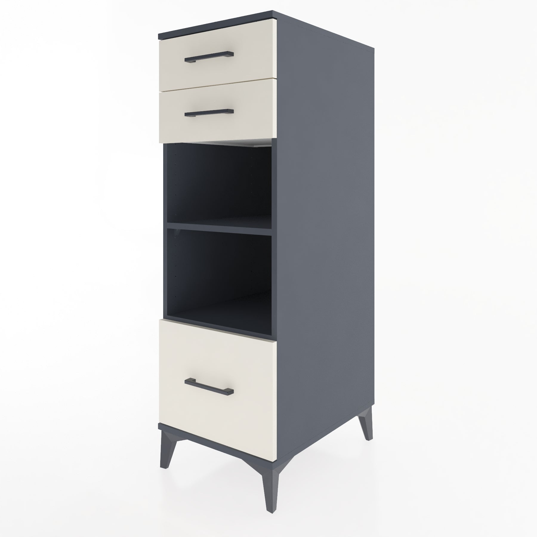 Woodntry Modüler Dolap Antrasit 44x59x122 cm Çekmeceli ve Raflı CR74-2