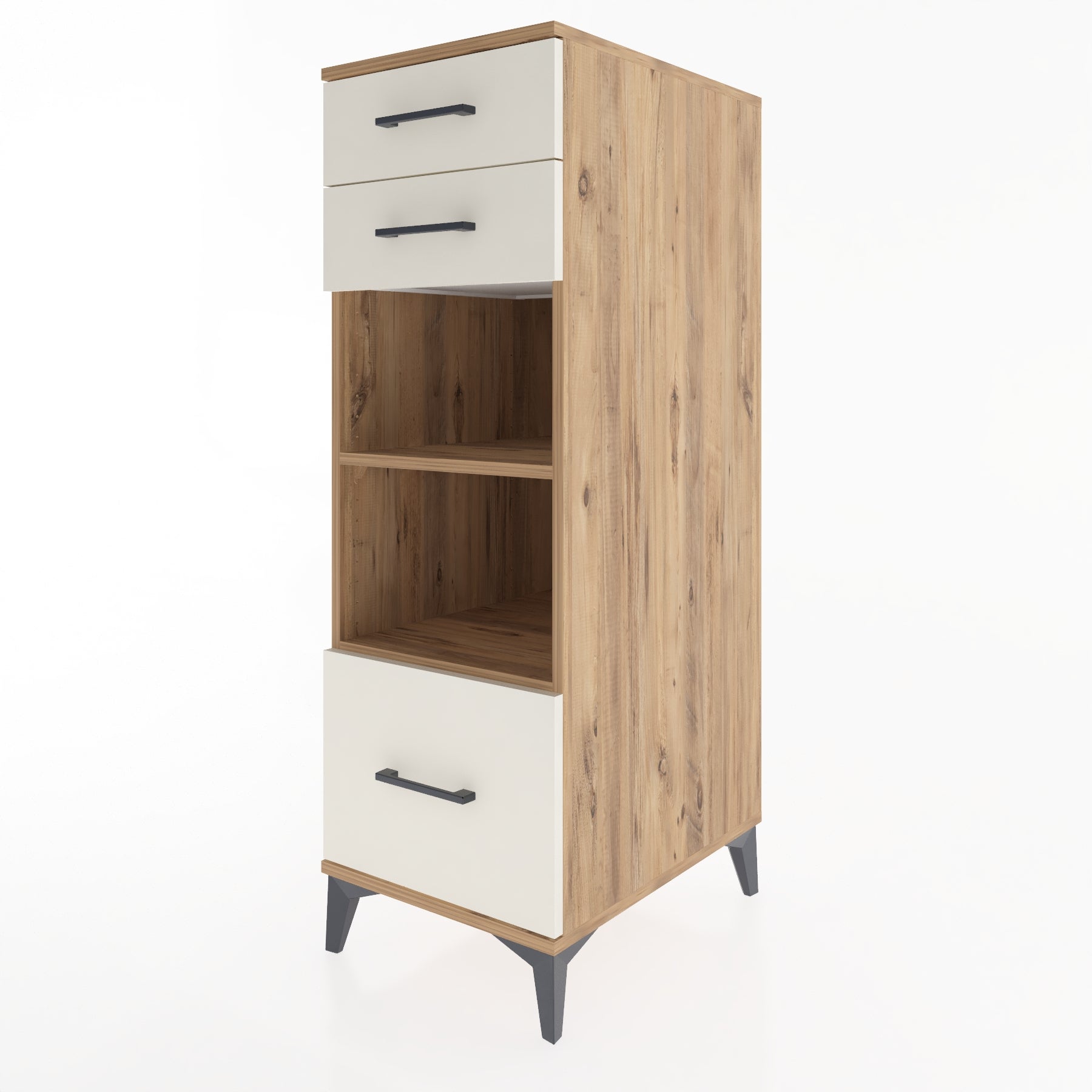 Woodntry Modüler Dolap Çam 44x59x122 cm Çekmeceli ve Raflı CR74-3