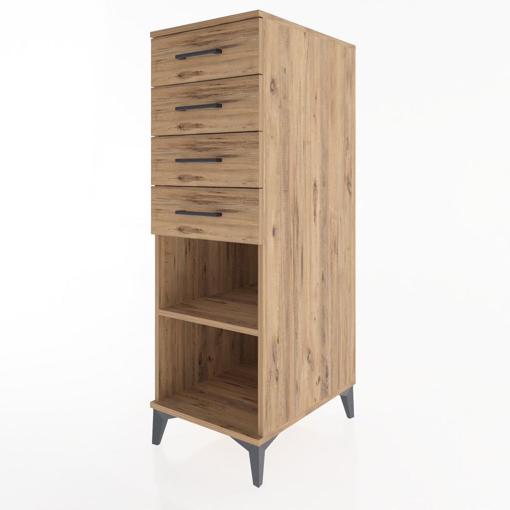 Woodntry Modüler Dolap Çam 44x59x122 cm Çekmeceli ve Raflı CR124-3