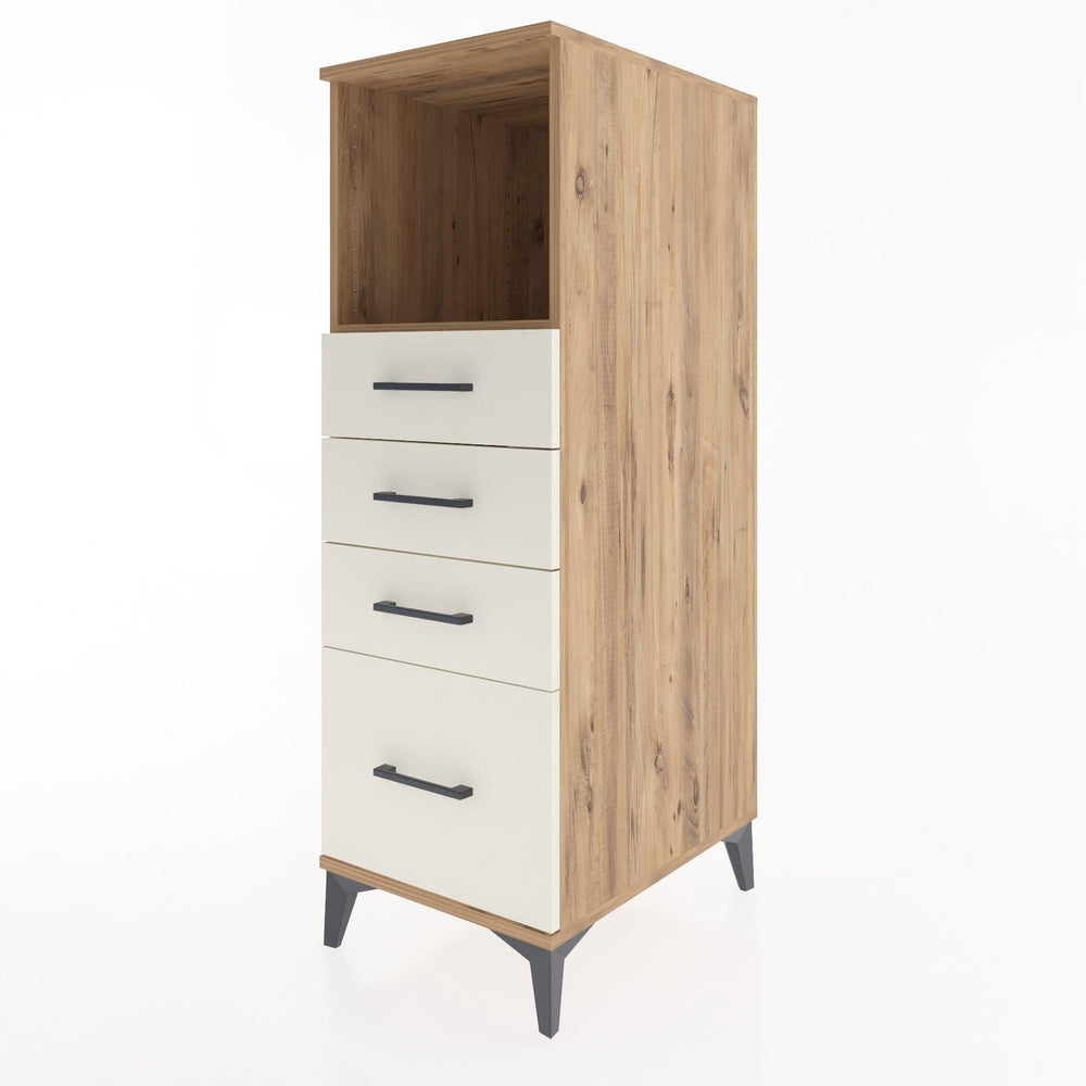 Woodntry Modüler Dolap Çam 44x30x122 cm Çekmeceli ve Raflı CR75-3