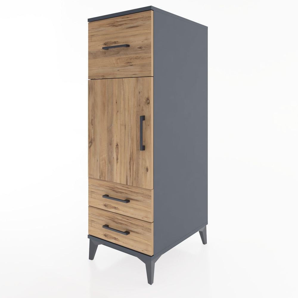 Woodntry Modular Cabinet Anthracite 44x30x122 cm with Doors and Drawers KC26-2