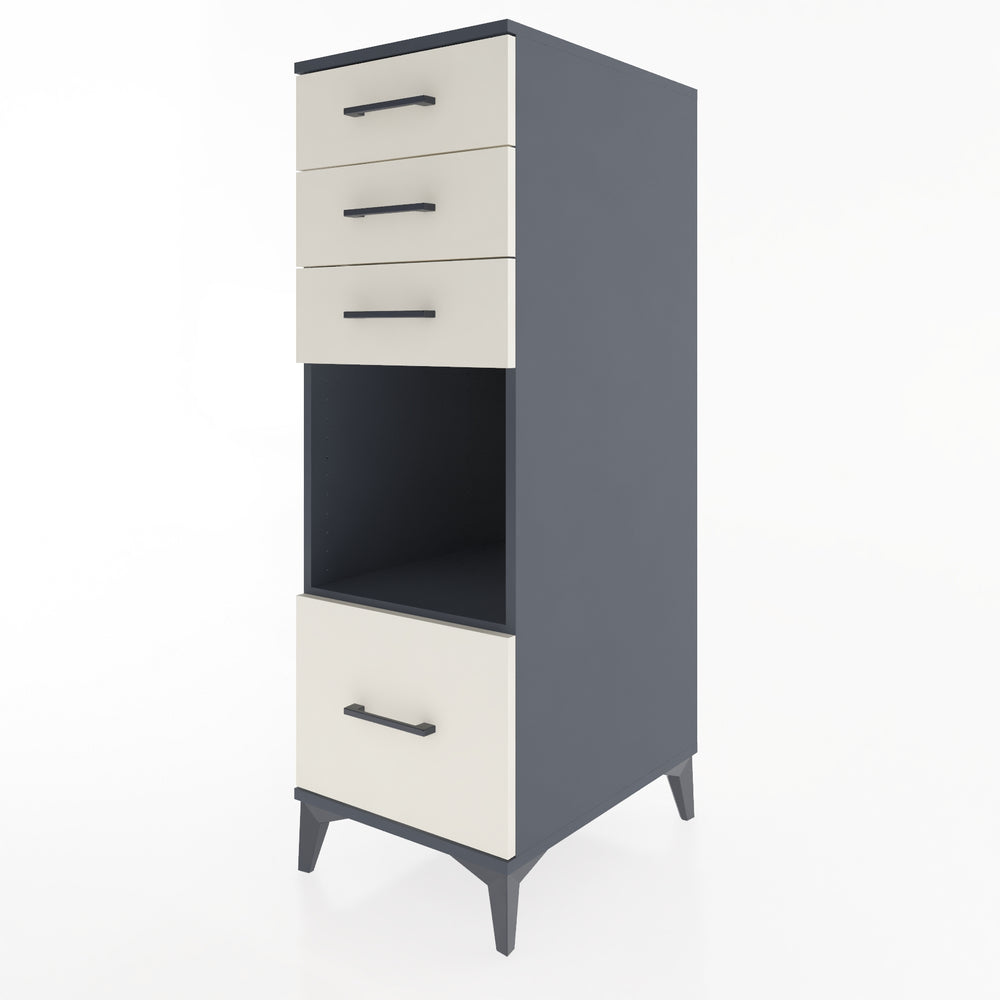 Woodntry Modüler Dolap Antrasit 44x59x122 cm Çekmeceli ve Raflı CR76-2