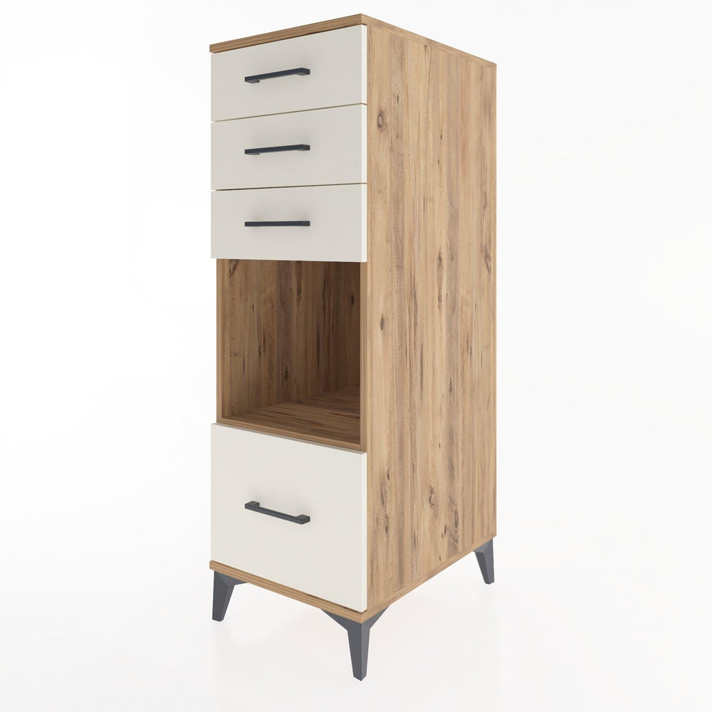 Woodntry Modüler Dolap Çam 44x30x122 cm Çekmeceli ve Raflı CR76-3