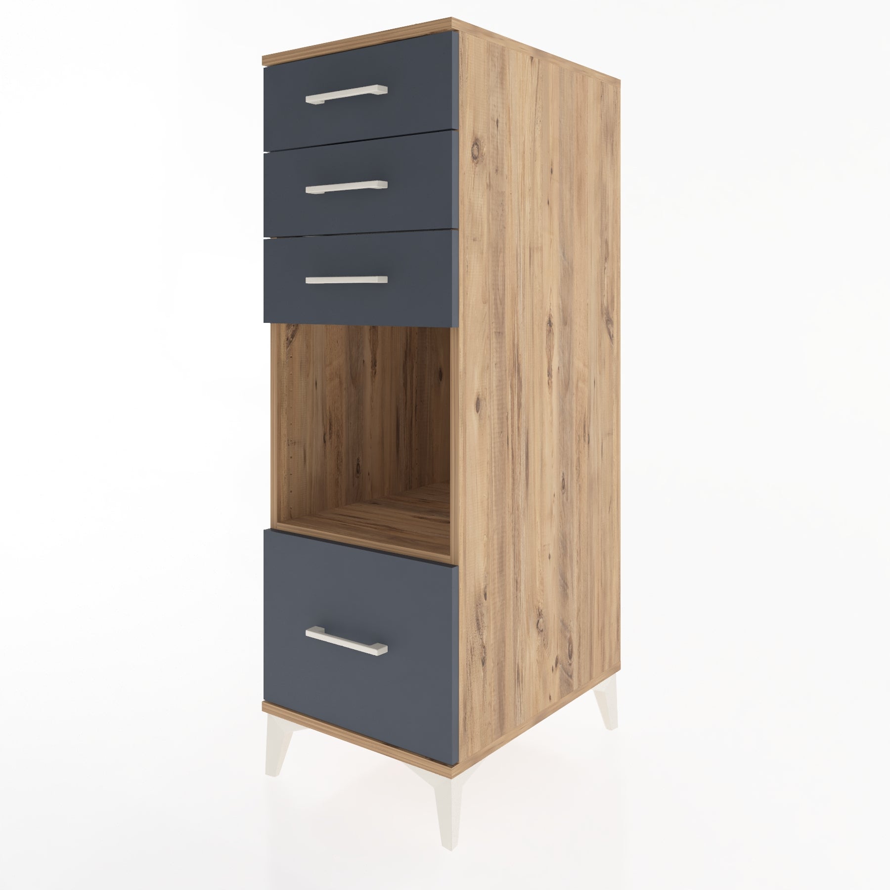 Woodntry Modüler Dolap Çam 44x59x122 cm Çekmeceli ve Raflı CR76-3