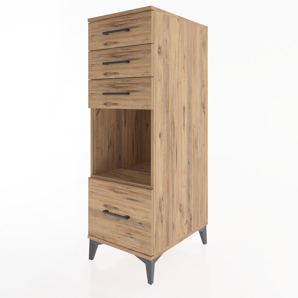 Woodntry Modüler Dolap Çam 44x30x122 cm Çekmeceli ve Raflı CR76-3