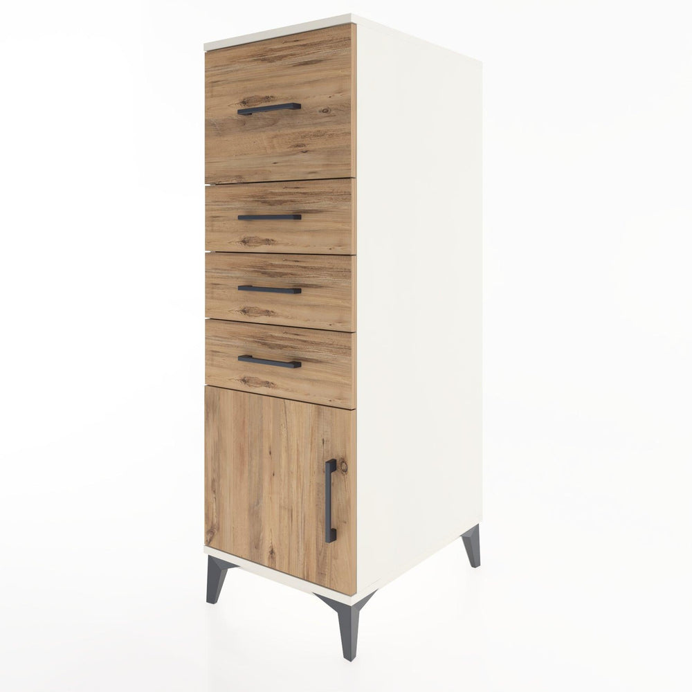 Woodntry Modüler Dolap Aytaşı 44x59x122 cm Kapaklı ve Çekmeceli KC27-1