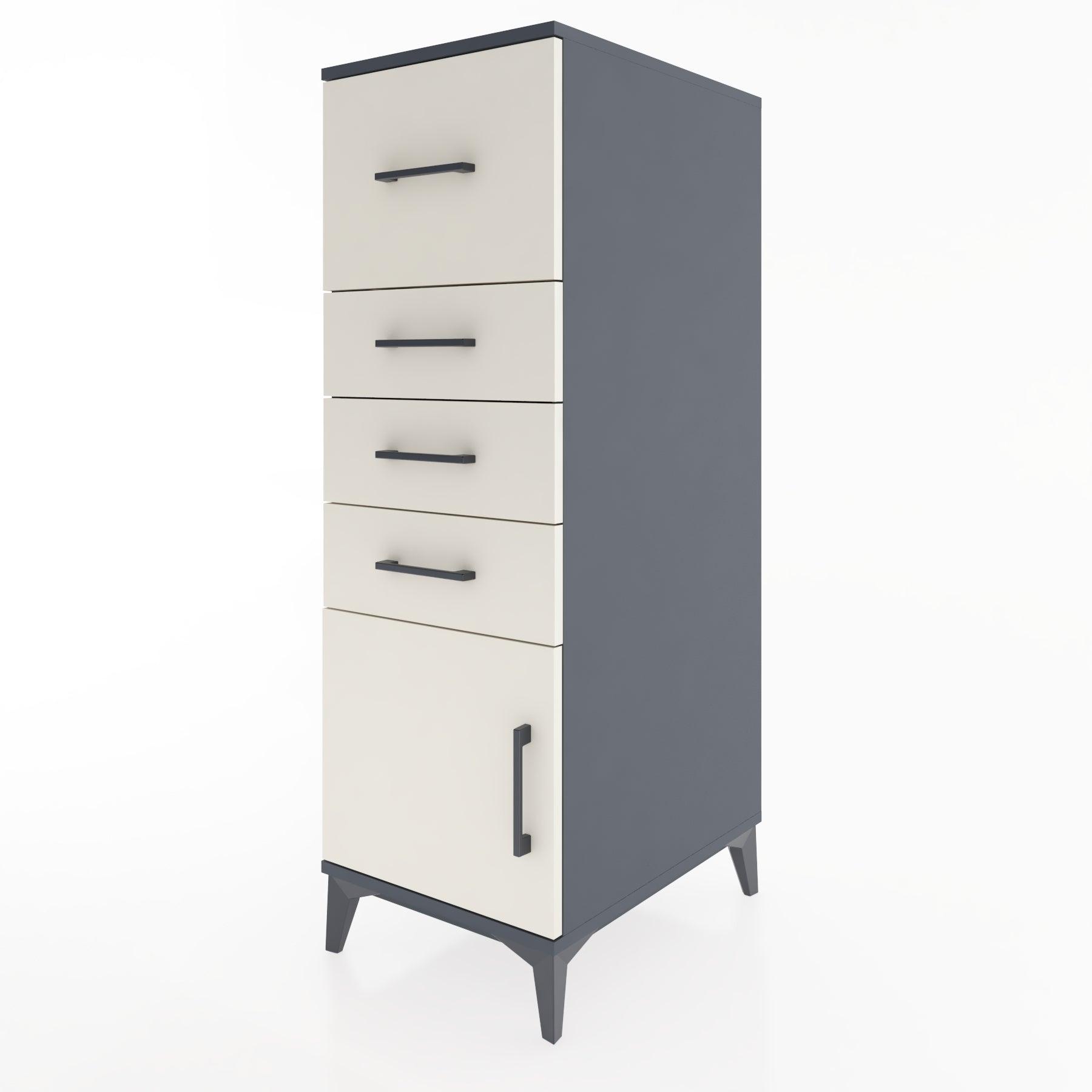 Woodntry Modular Cabinet Anthracite 44x30x122 cm with Doors and Drawers KC27-2