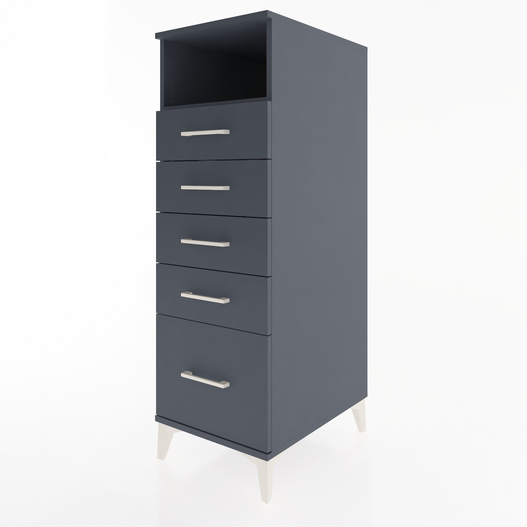 Woodntry Modüler Dolap Antrasit 44x59x122 cm Çekmeceli ve Raflı CR77-2