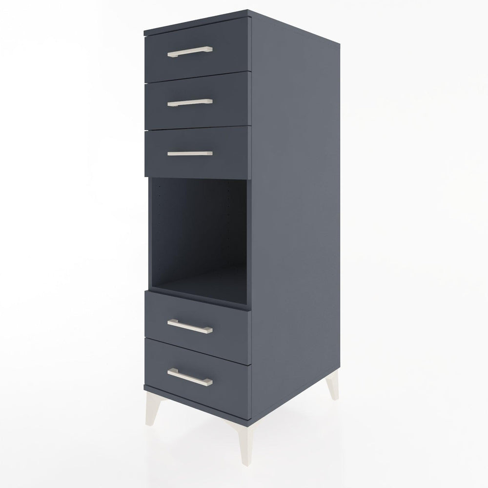 Woodntry Modüler Dolap Antrasit 44x30x122 cm Çekmeceli ve Raflı CR127-2