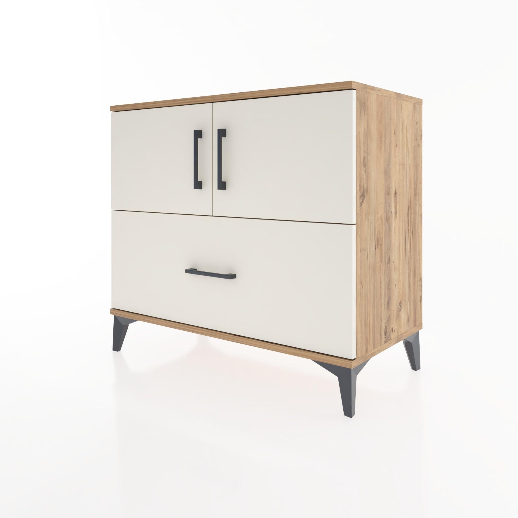 Woodntry Modüler Şifonyer Çam 88x44x68 cm Kapaklı ve Çekmeceli KC27-3