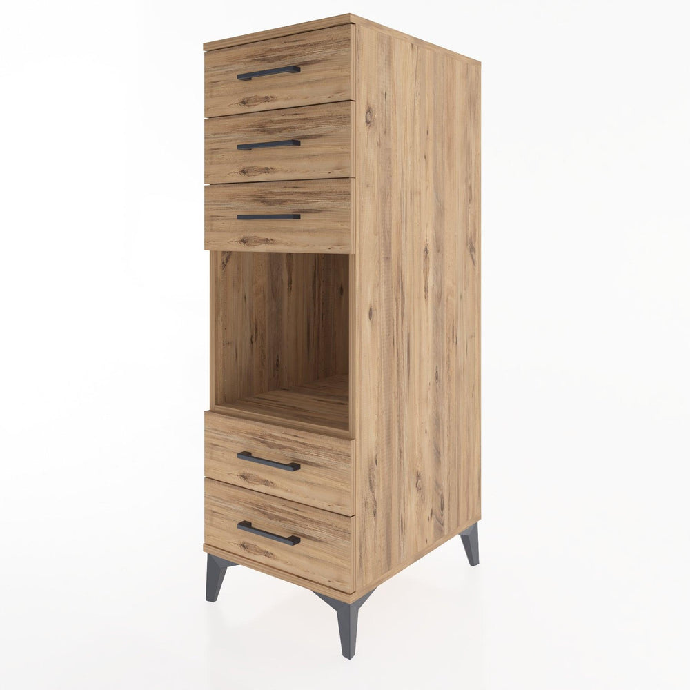 Woodntry Modüler Dolap Çam 44x30x122 cm Çekmeceli ve Raflı CR127-3