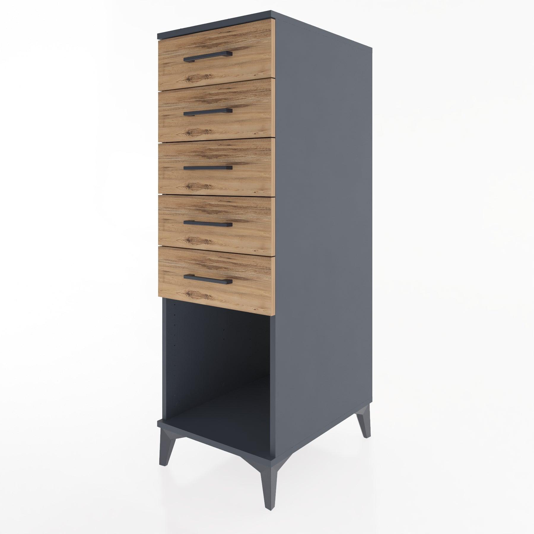Woodntry Modular Cabinet Anthracite 44x59x122 cm with Drawers and Shelves CR128-2