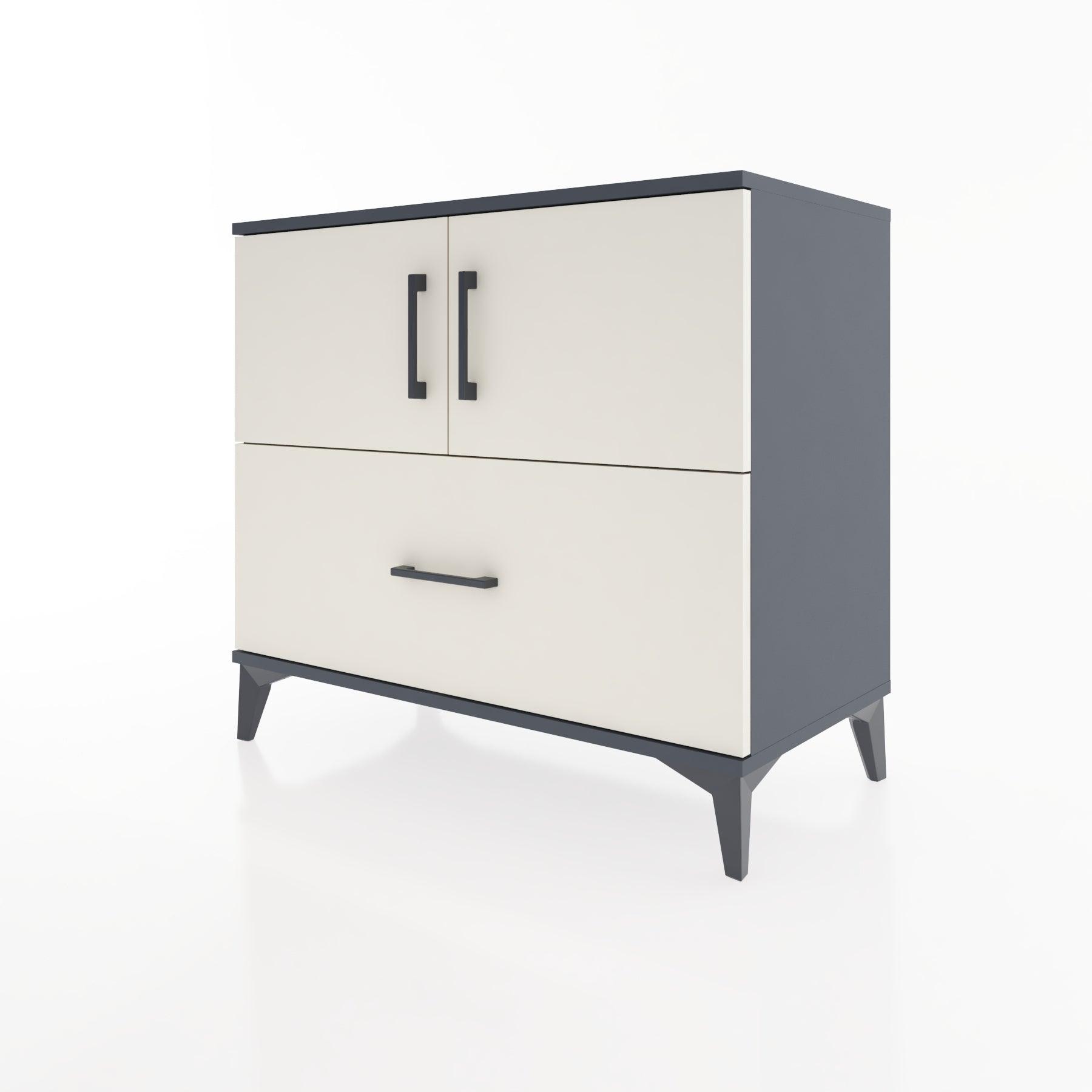 Woodntry Modüler Şifonyer Antrasit 88x44x68 cm Kapaklı ve Çekmeceli KC28-2