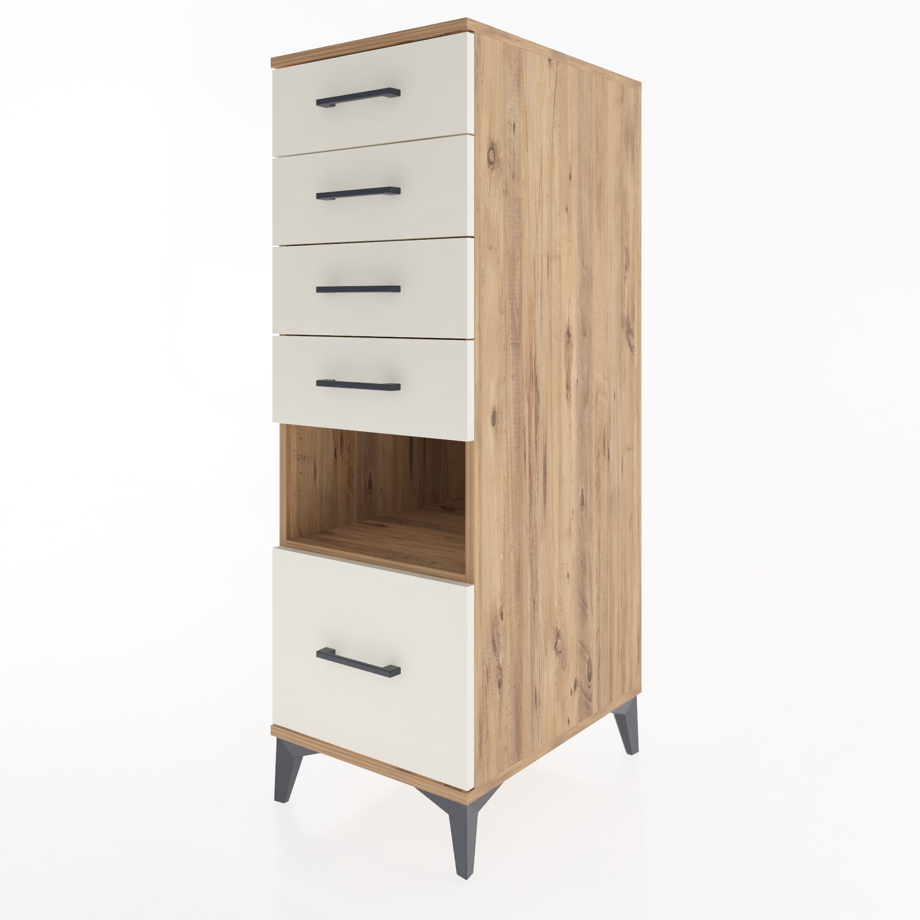 Woodntry Modüler Dolap Çam 44x59x122 cm Çekmeceli ve Raflı CR78-3