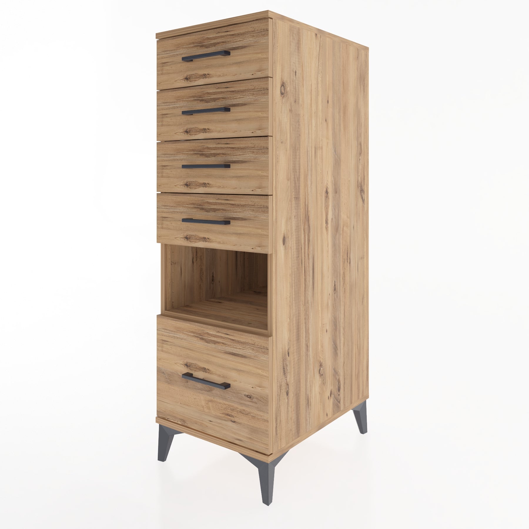 Woodntry Modüler Dolap Çam 44x59x122 cm Çekmeceli ve Raflı CR78-3