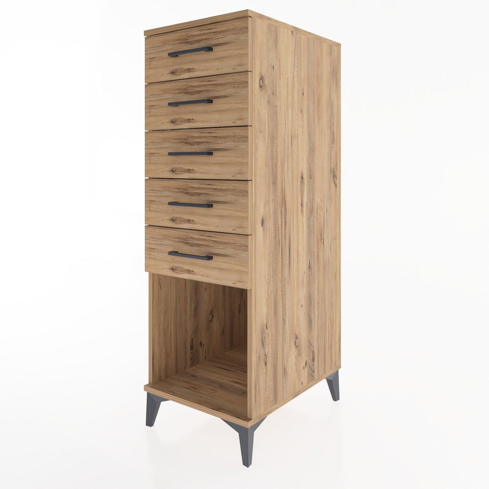 Woodntry Modüler Dolap Çam 44x59x122 cm Çekmeceli ve Raflı CR128-3