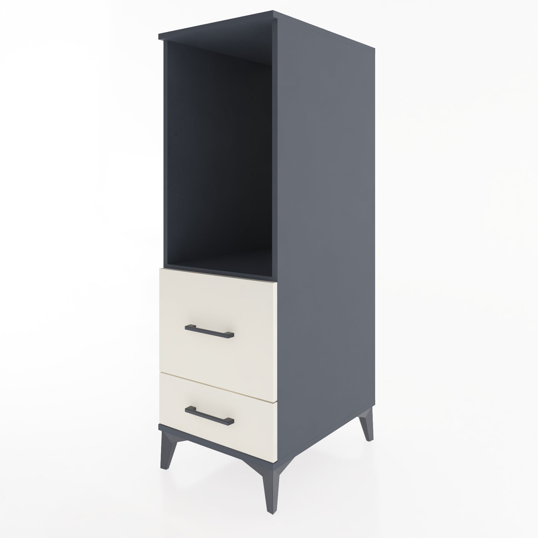 Woodntry Modüler Dolap Antrasit 44x59x122 cm Çekmeceli ve Raflı CR79-2