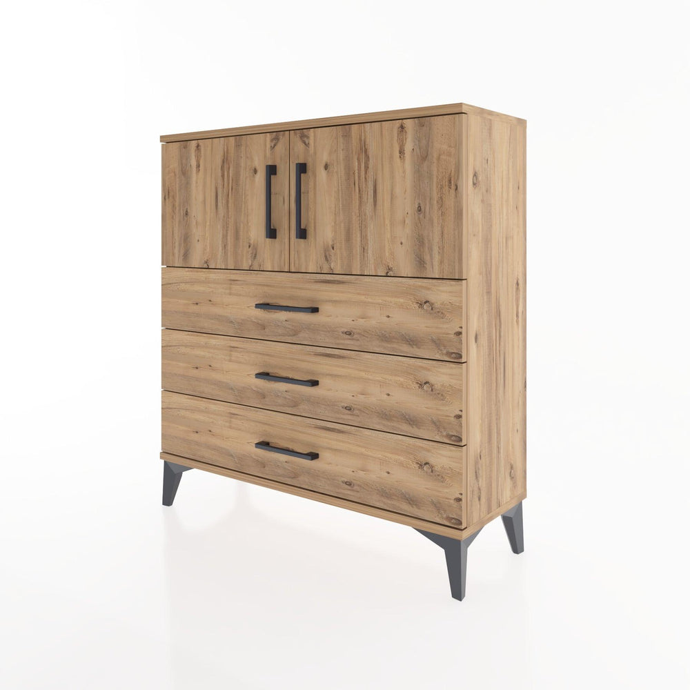 Woodntry Modüler Şifonyer Çam 88x30x84 cm Kapaklı ve Çekmeceli KC29-3