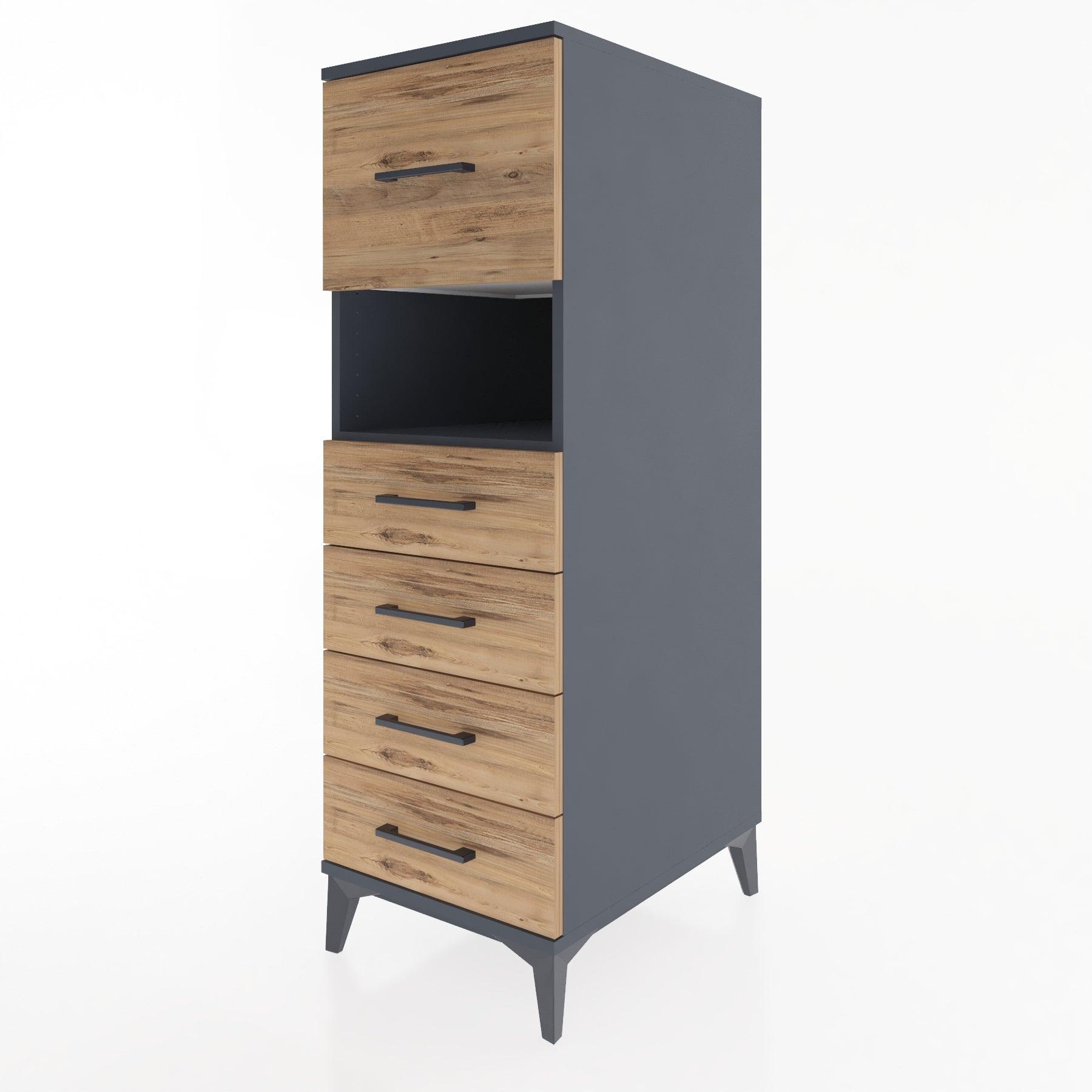 Woodntry Modular Cabinet Anthracite 44x30x122 cm with Drawers and Shelves CR30-2