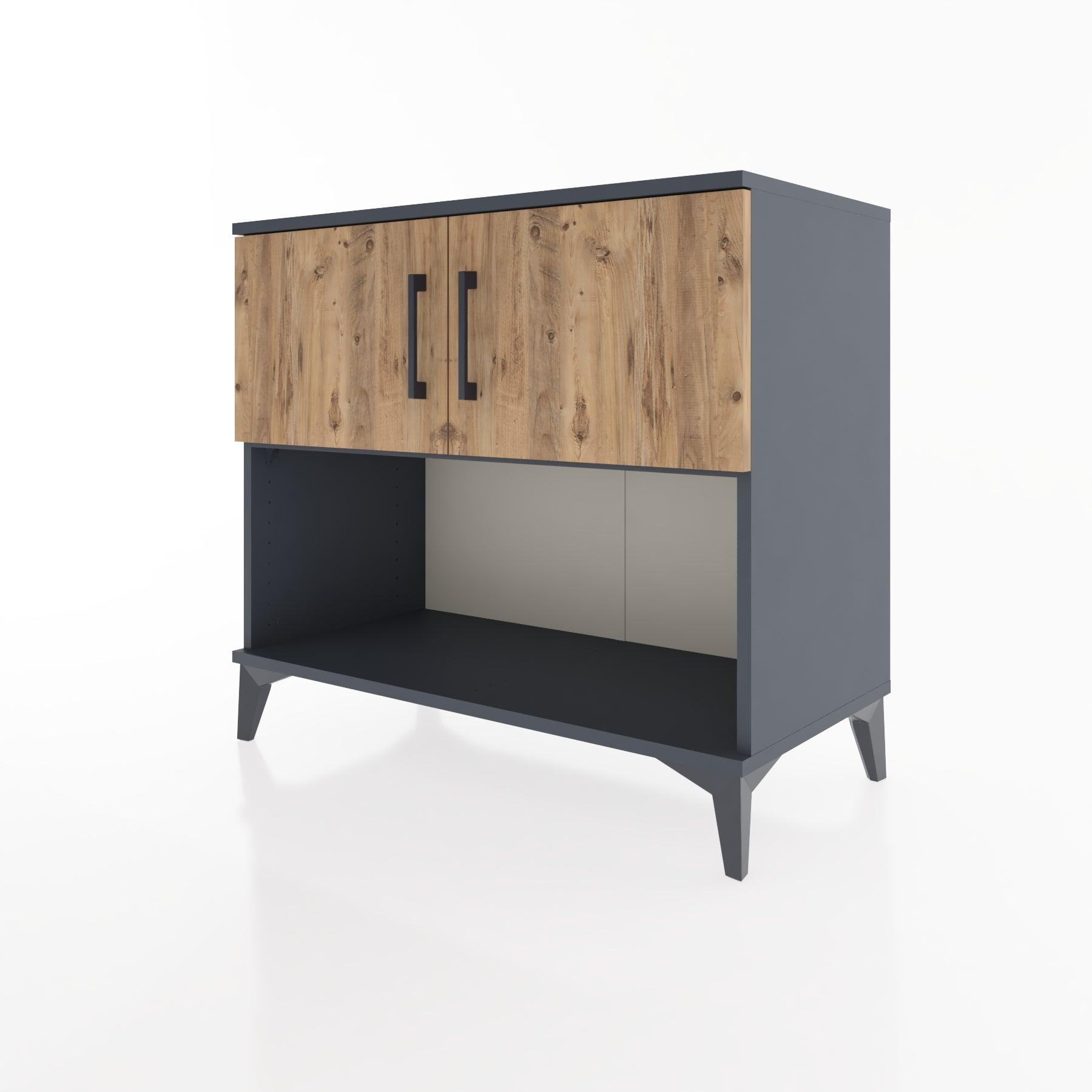 Woodntry Modüler Şifonyer Antrasit 88x44x68 cm Kapaklı ve Raflı KR30-2