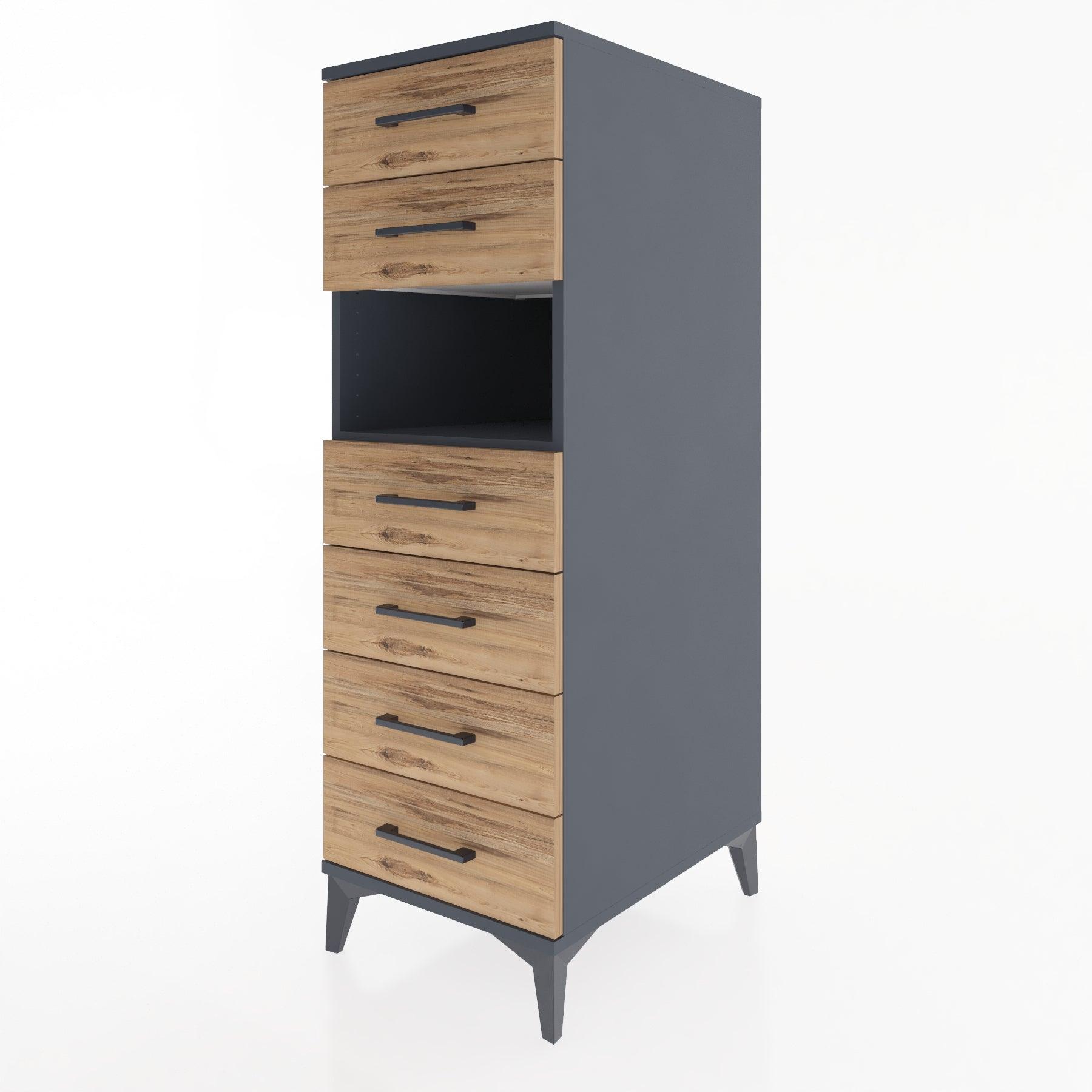 Woodntry Modular Cabinet Anthracite 44x59x122 cm with Drawers and Shelves CR130-2